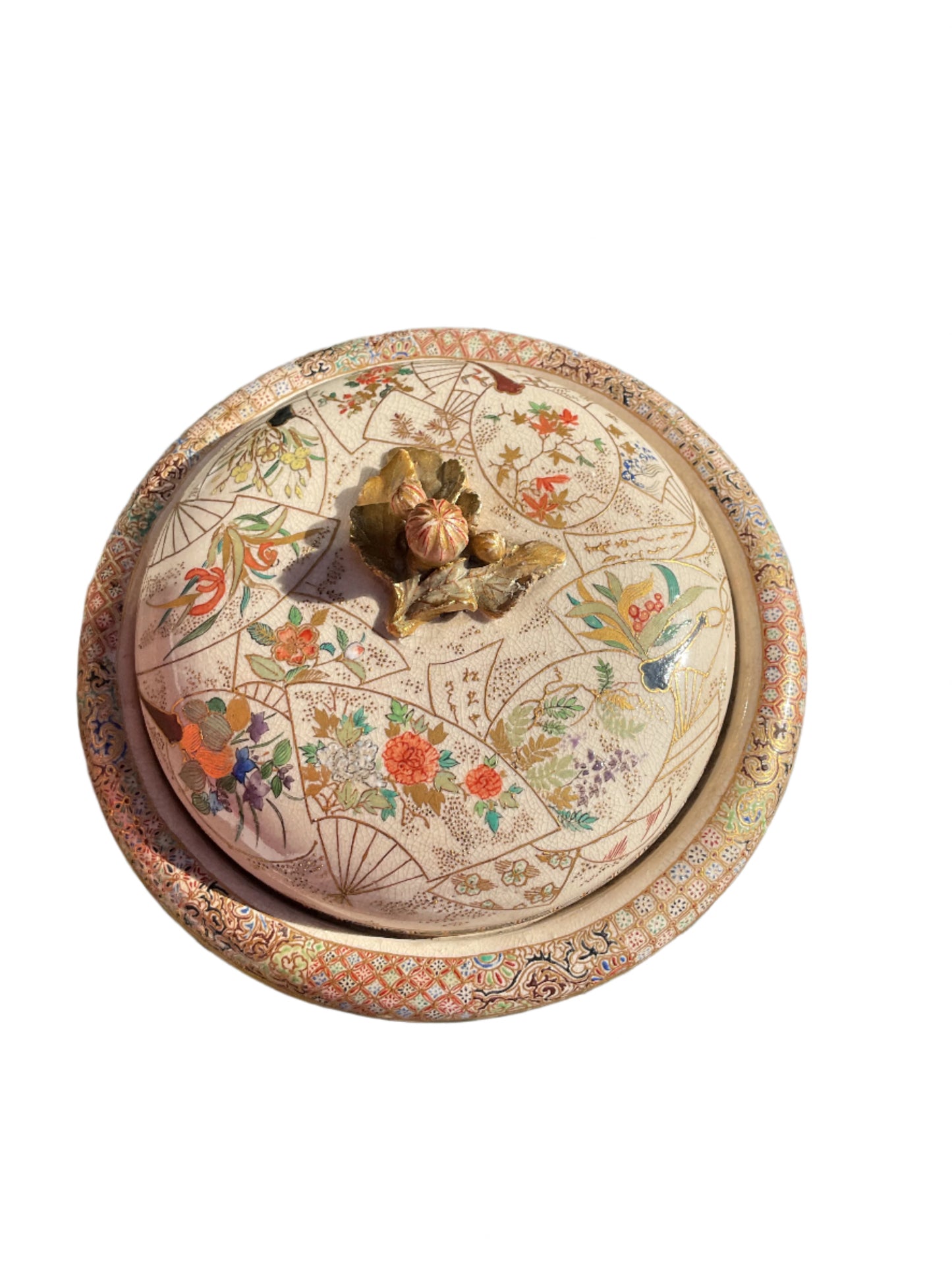 Japanese Cloisonné 19th Century Lidded Bowl Rare Original Antique Ceramic