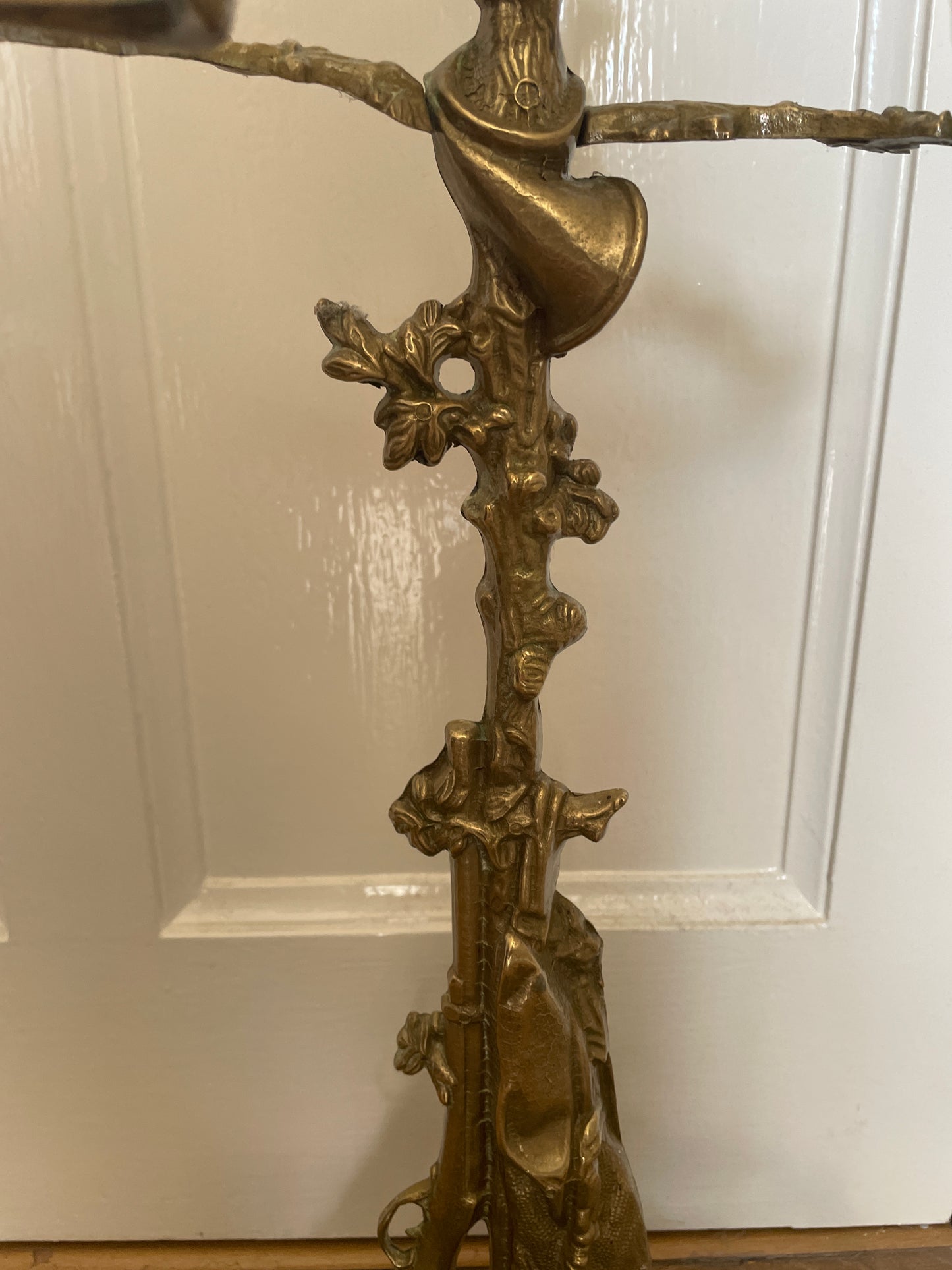 Antique Brass Umbrella or Walking Stick Sound With a Dog and Game Hunting Theme