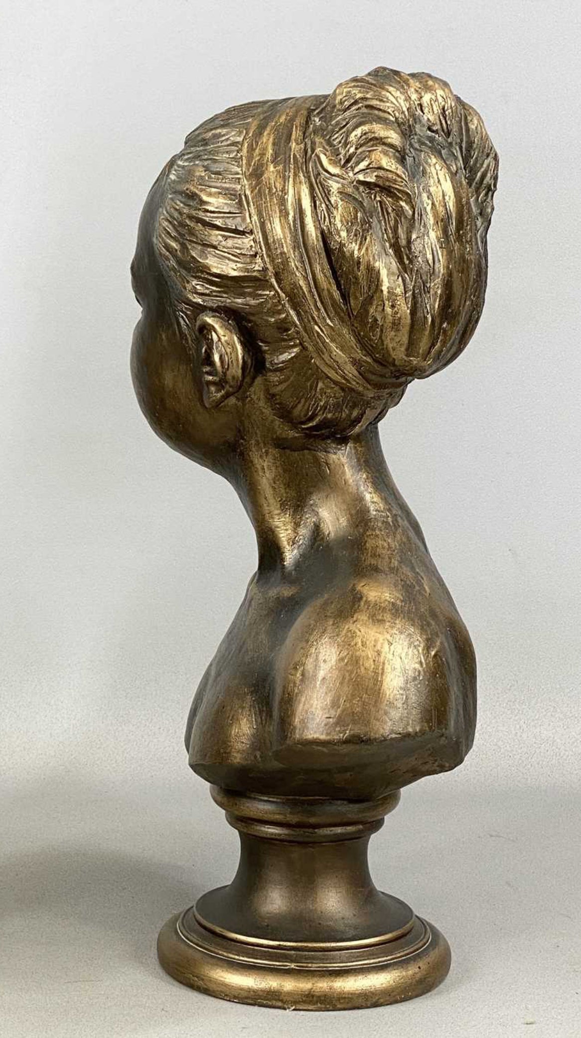 Vintage Gilded Plaster Bust of Louise Brongniart After Jean-Antoine Houdon | French Neoclassical Sculpture | Classical Bust | 44cm