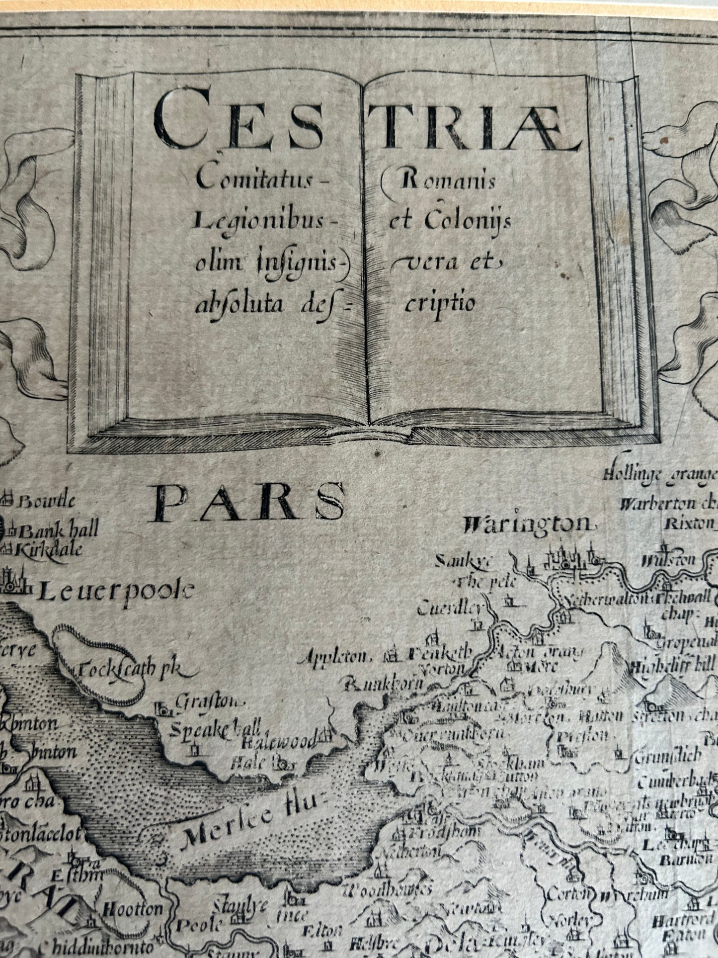 Christopher Saxton 1577 Map of Cheshire Camden Brittanica 1610 Print Date Mounted