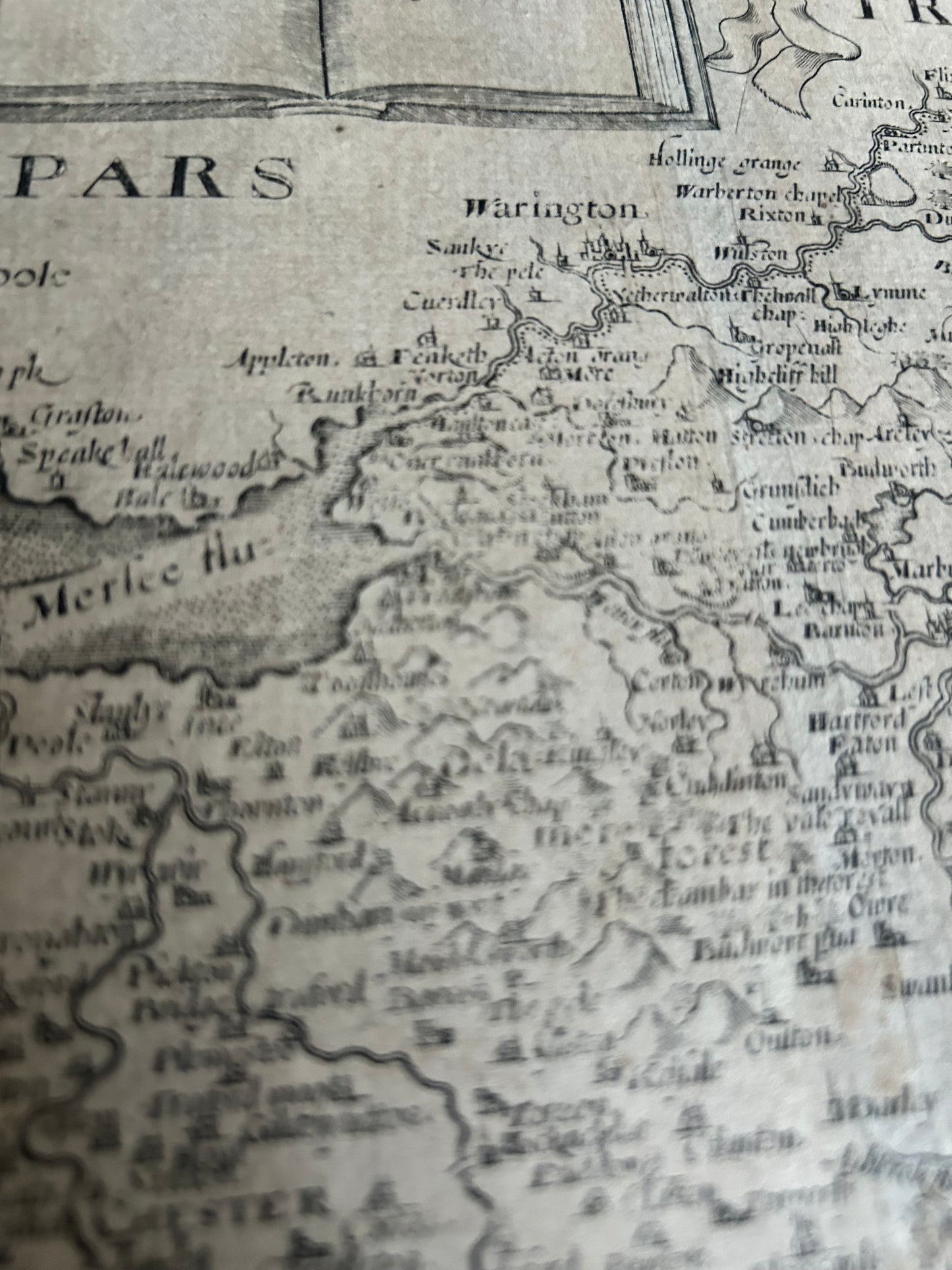 Christopher Saxton 1577 Map of Cheshire Camden Brittanica 1610 Print Date Mounted