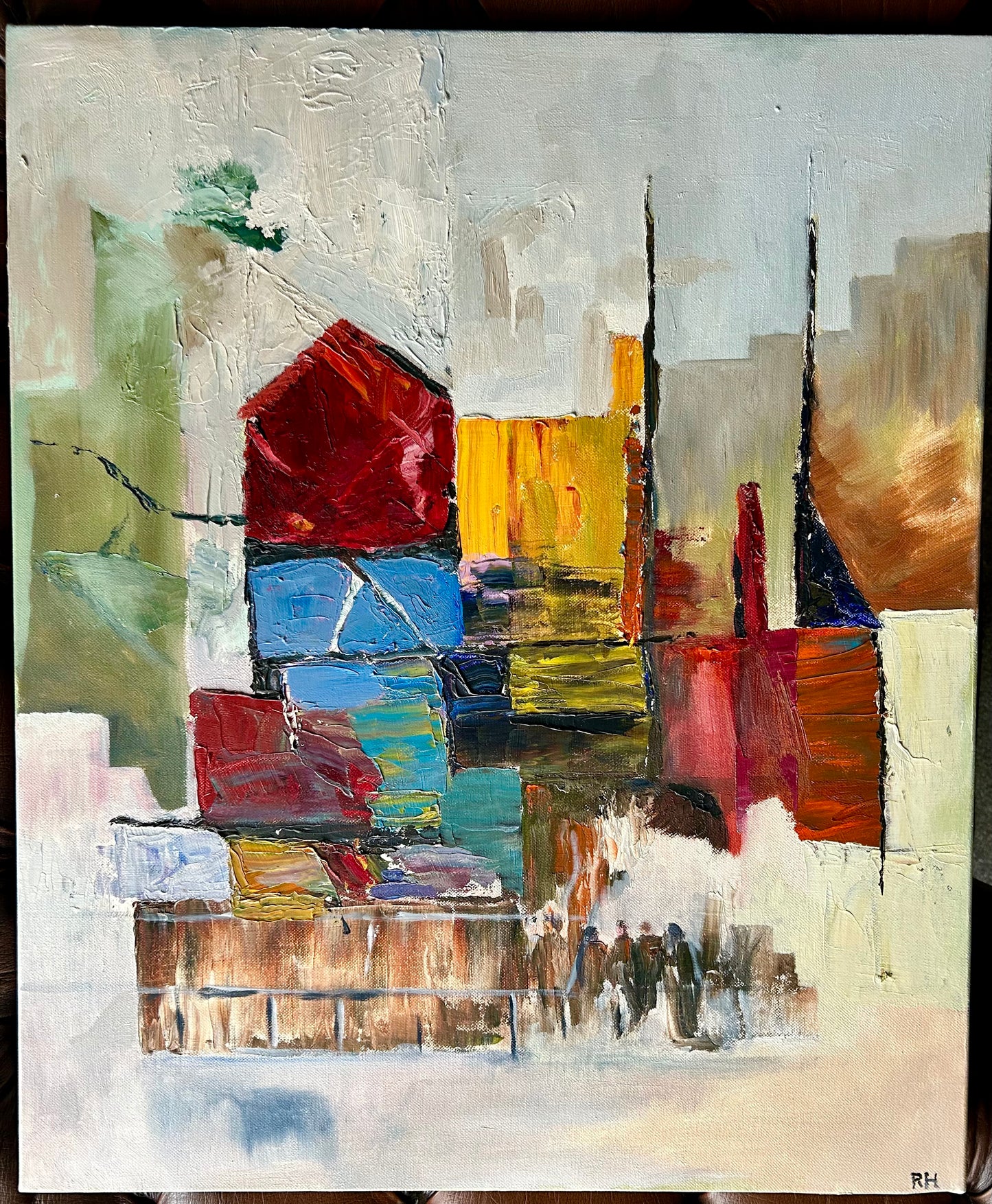Original Oil Painting, Northern Art, Stunning Oil On Canvas, Industrial Abstract Expressionist Landscape