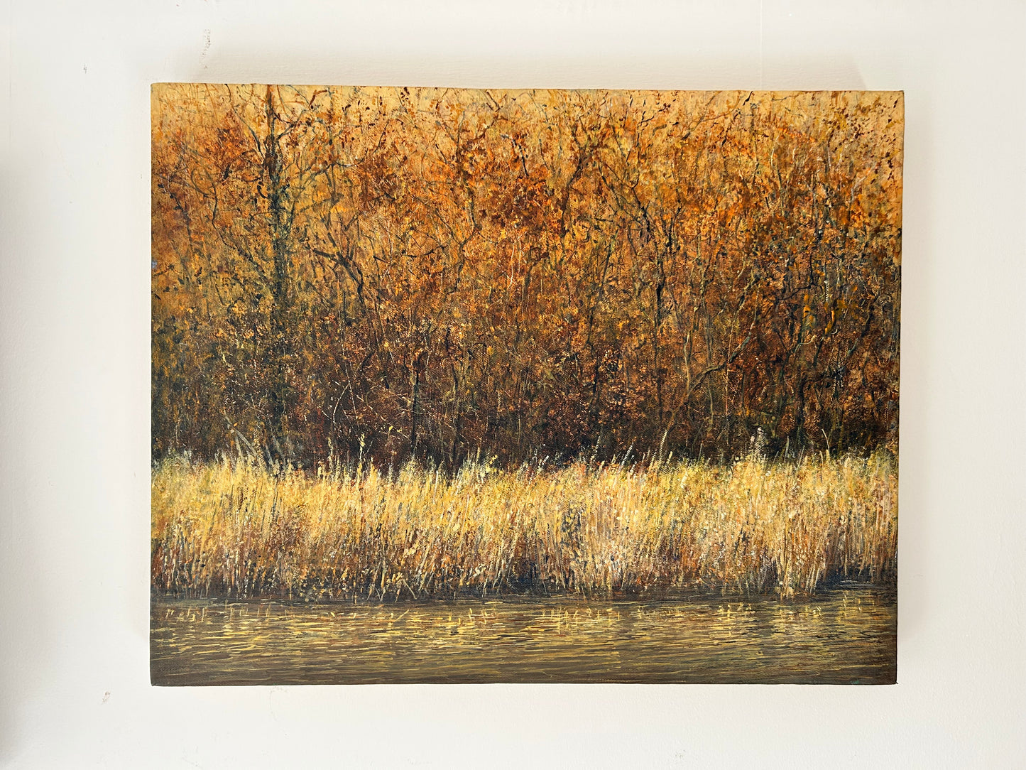 Original Painting Waters Edge By Anita Reid WSA Stunning Nature Study of a Waterside Landscape