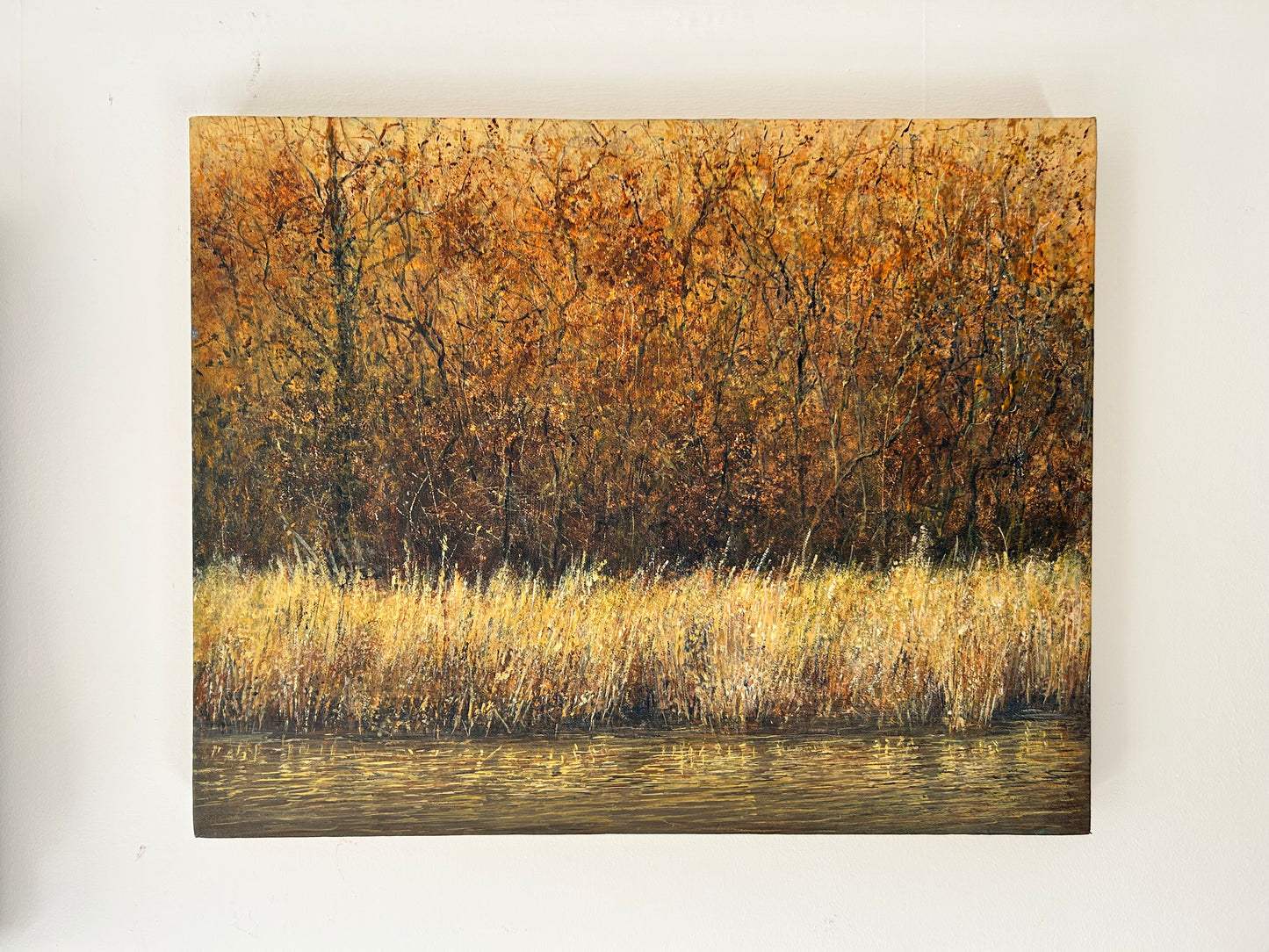 Original Painting Waters Edge By Anita Reid WSA Stunning Nature Study of a Waterside Landscape