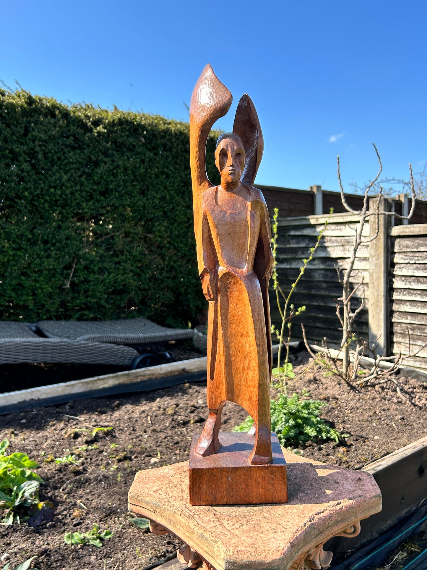 Sculpture Original Concept Wood Carving Of St Michael The Archangel. Attributed to David John
