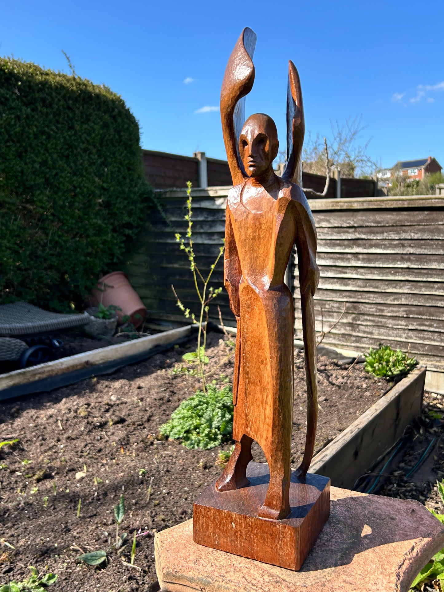 Sculpture Original Concept Wood Carving Of St Michael The Archangel. Attributed to David John