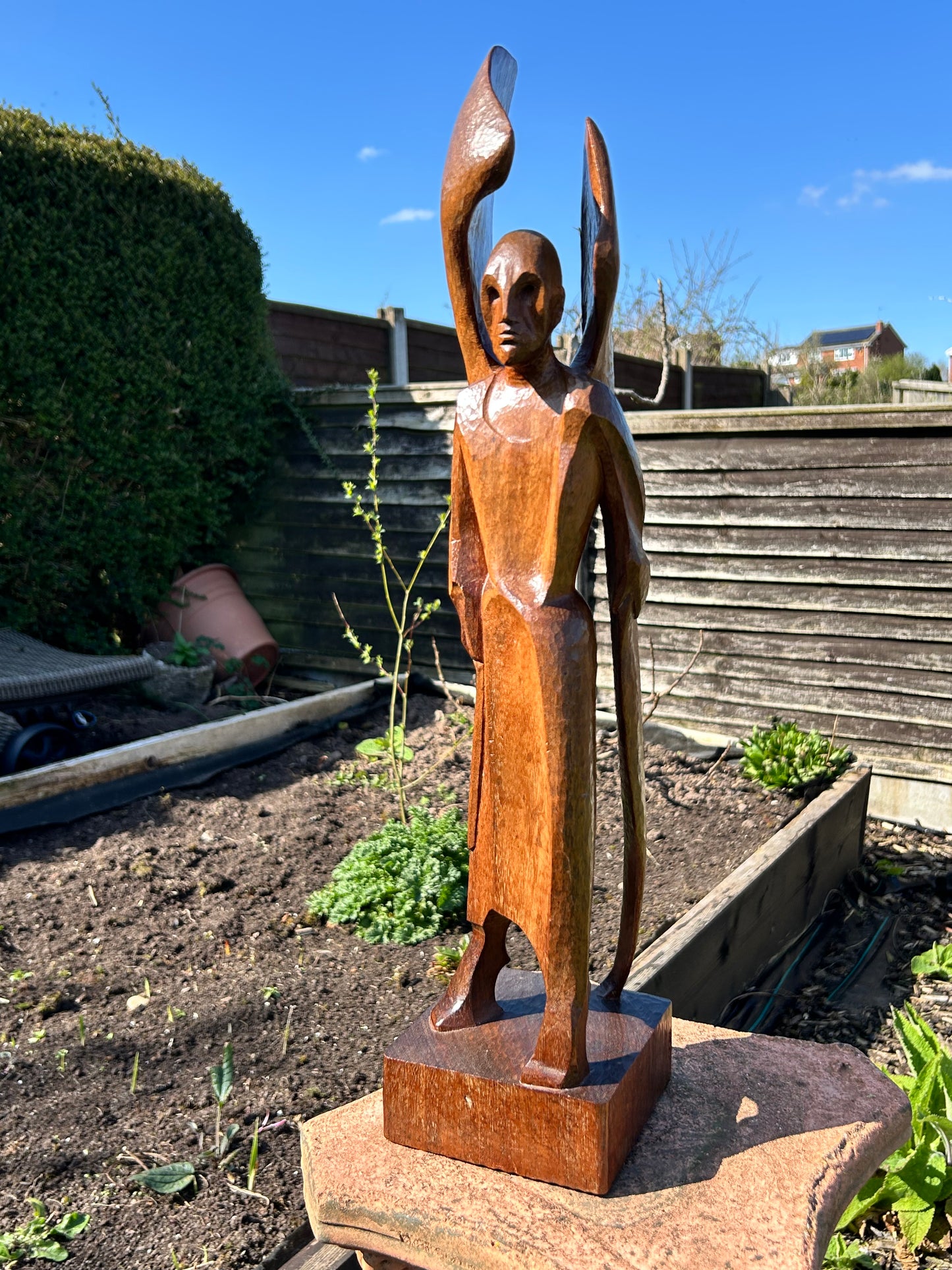 Sculpture Original Concept Wood Carving Of St Michael The Archangel. Attributed to David John