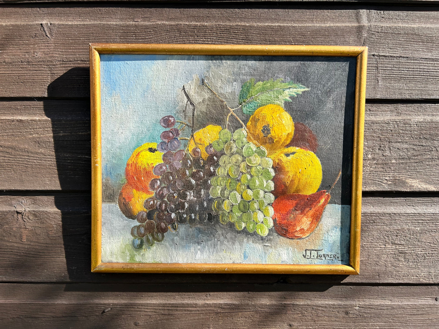 Still Life Oil Painting Of Fruit Signed J.T. Turner Early 20th Century Oil Painting Original Art 12x10 inches