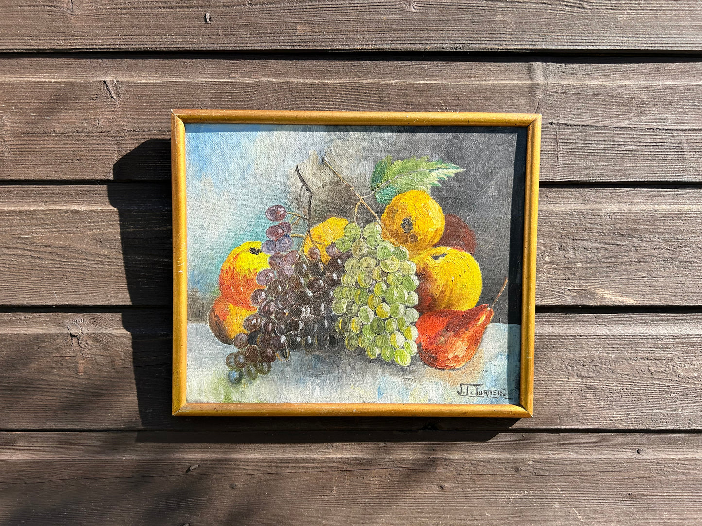 Still Life Oil Painting Of Fruit Signed J.T. Turner Early 20th Century Oil Painting Original Art 12x10 inches