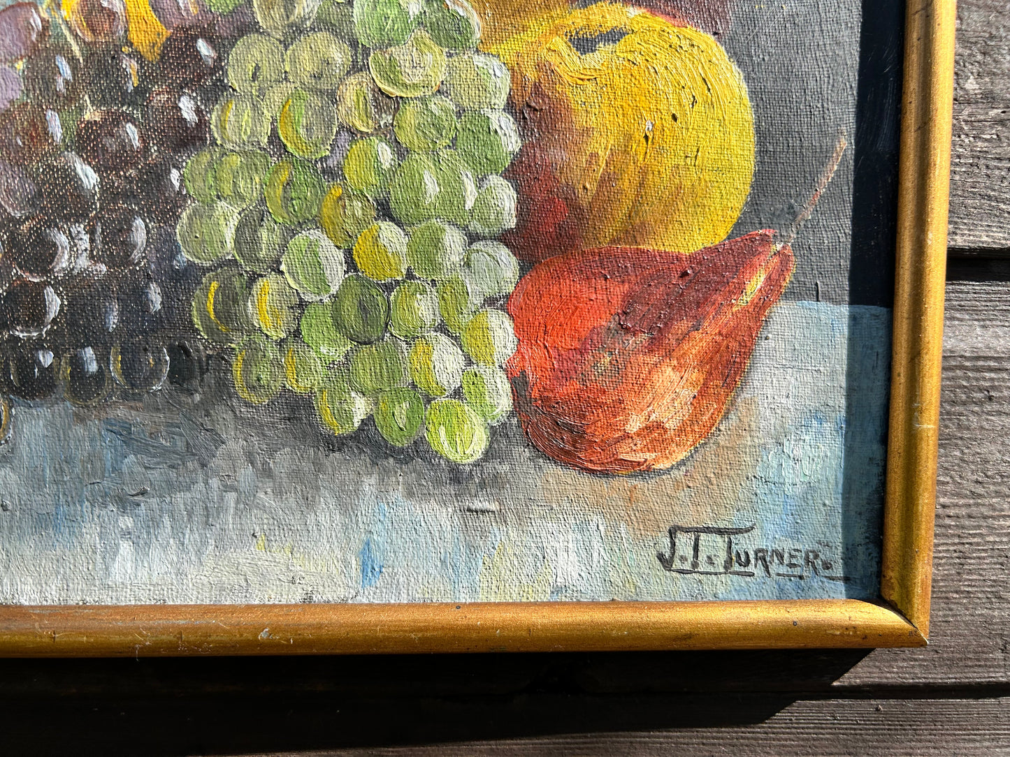Still Life Oil Painting Of Fruit Signed J.T. Turner Early 20th Century Oil Painting Original Art 12x10 inches