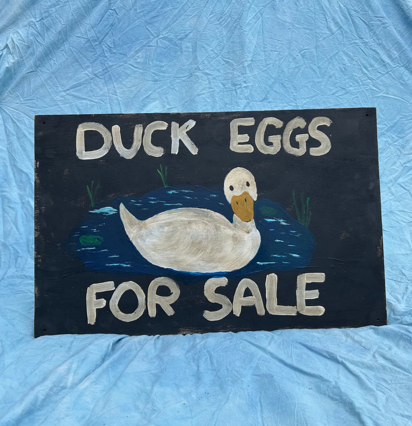 Vintage Sign Duck Eggs For Sale Hand Painted Folk Art Farmhouse Sign On Thick Plywood.