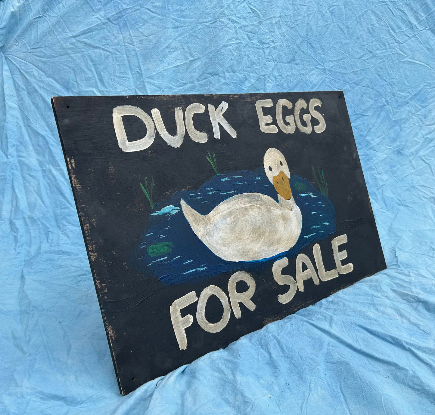 Vintage Sign Duck Eggs For Sale Hand Painted Folk Art Farmhouse Sign On Thick Plywood.