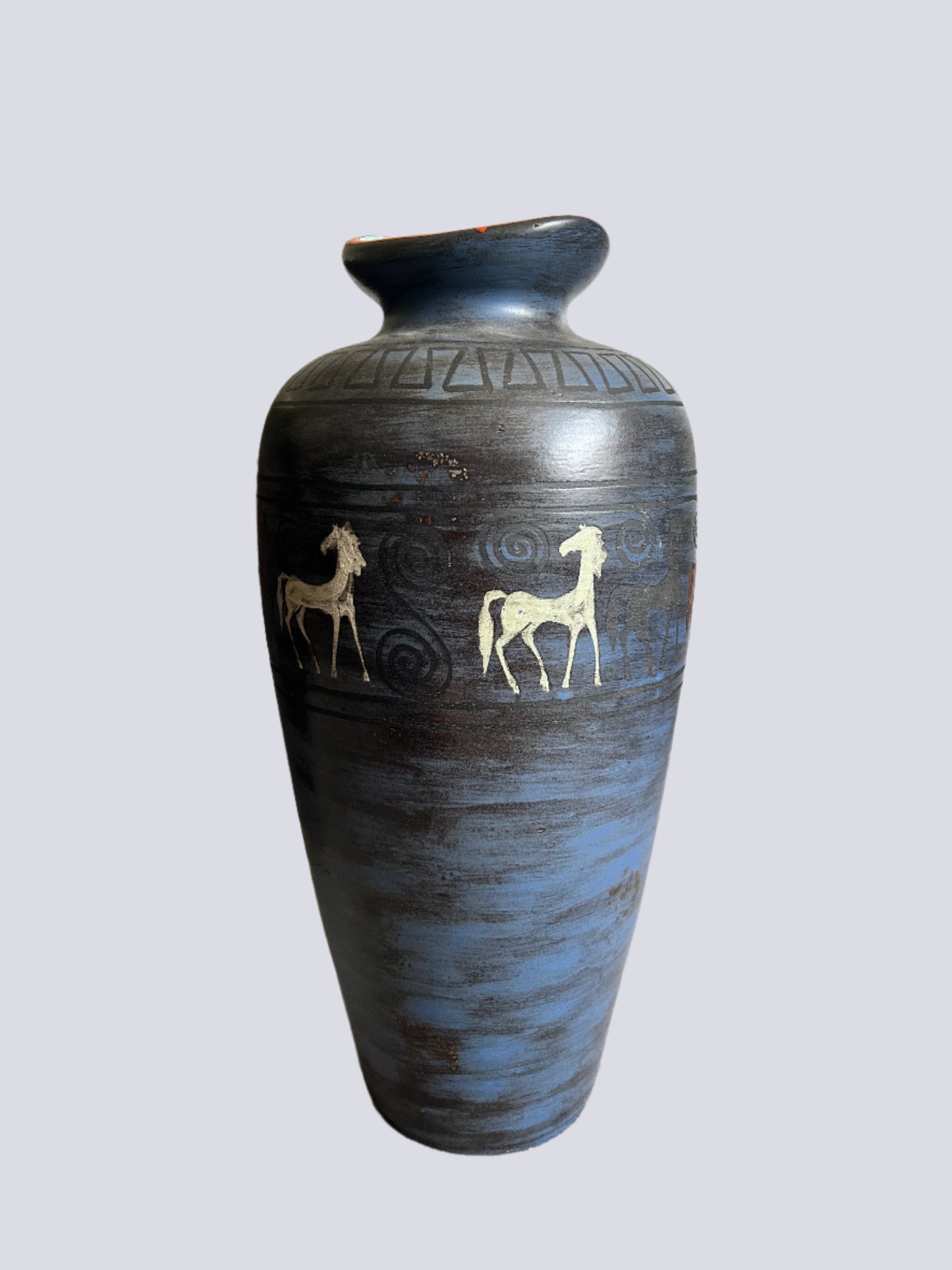 Hans Welling For Ceramano West Germany The Pergamon XXL Floor Vase With Ancient Greek Inspired Horse Decoration