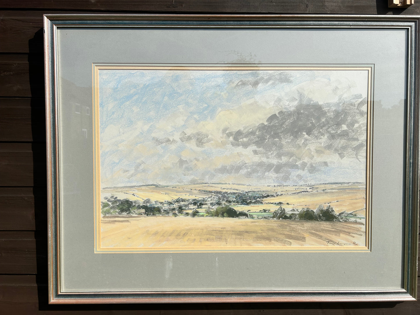 Vintage Pastel Landscape by James Longueville, P.S., A.R.B.S.A | Late 20th Century Original Art | Framed Rural Scene | Large Pastel on Paper