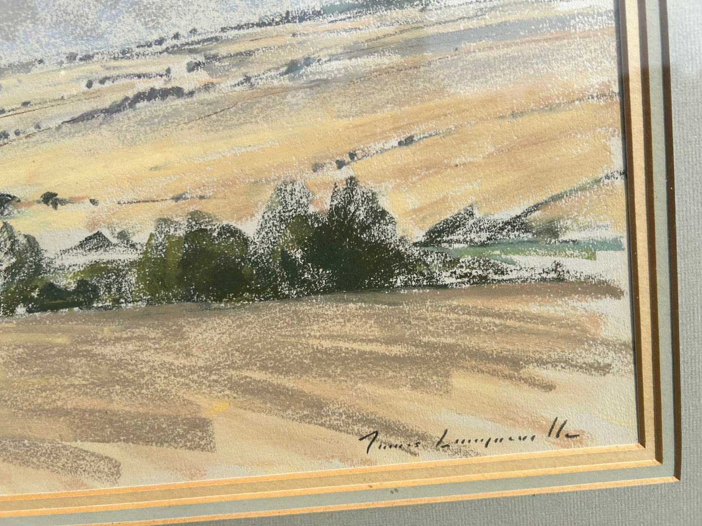 Vintage Pastel Landscape by James Longueville, P.S., A.R.B.S.A | Late 20th Century Original Art | Framed Rural Scene | Large Pastel on Paper