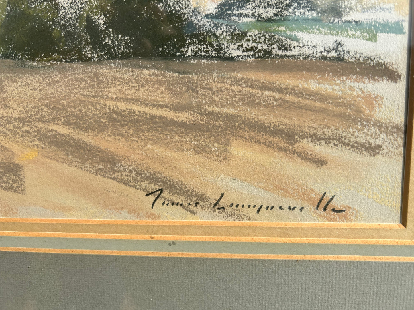 Vintage Pastel Landscape by James Longueville, P.S., A.R.B.S.A | Late 20th Century Original Art | Framed Rural Scene | Large Pastel on Paper