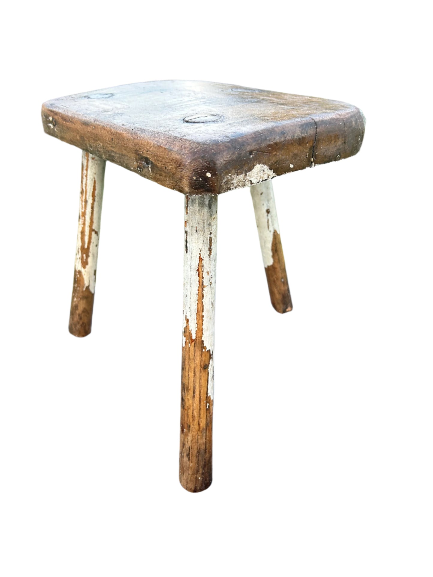 Georgian Welsh Elm Milking Stool Three Legged Handmade Wooden Milking or Cutlers Stool