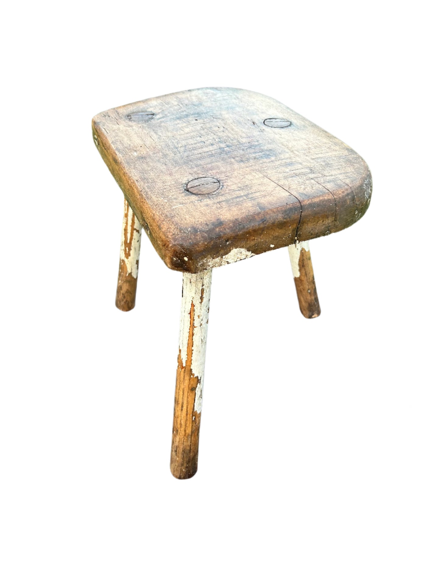 Georgian Welsh Elm Milking Stool Three Legged Handmade Wooden Milking or Cutlers Stool