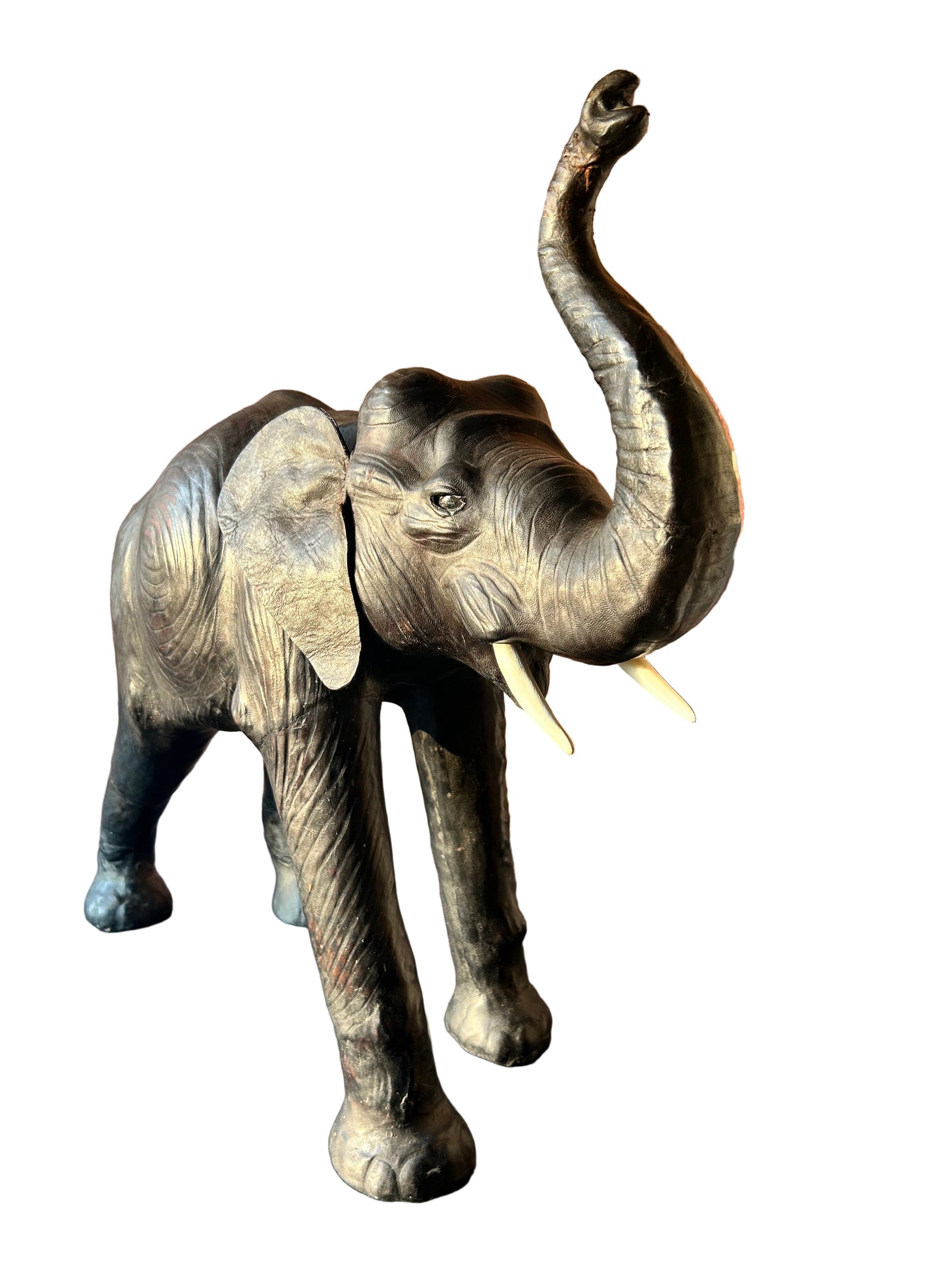 Liberty Leather Elephant: Mid-Century Large Modern Animal Display