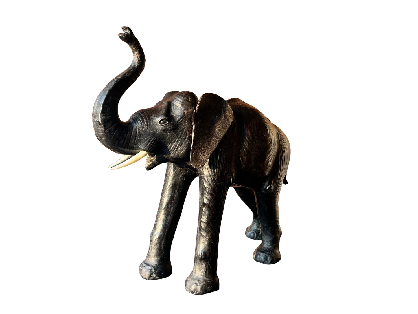 Liberty Leather Elephant: Mid-Century Large Modern Animal Display
