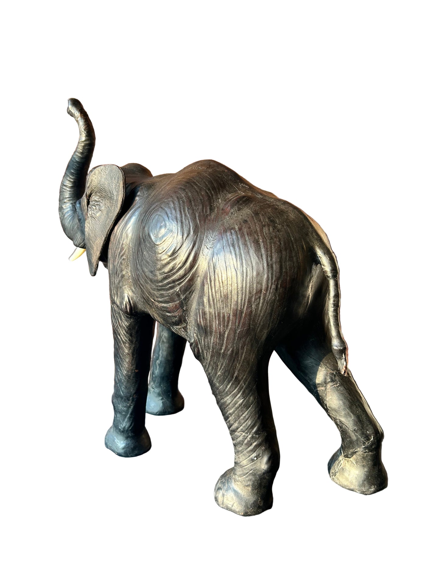 Liberty Leather Elephant: Mid-Century Large Modern Animal Display