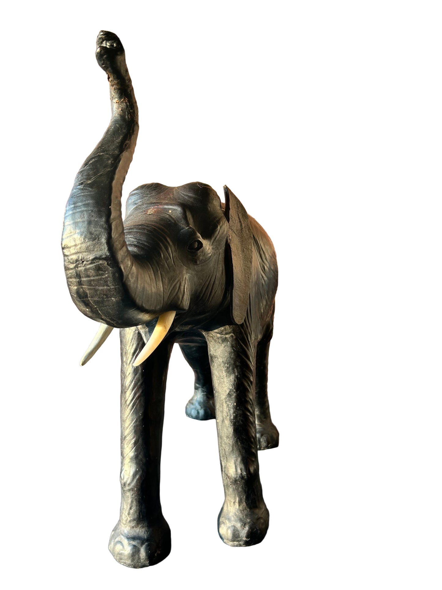 Liberty Leather Elephant: Mid-Century Large Modern Animal Display