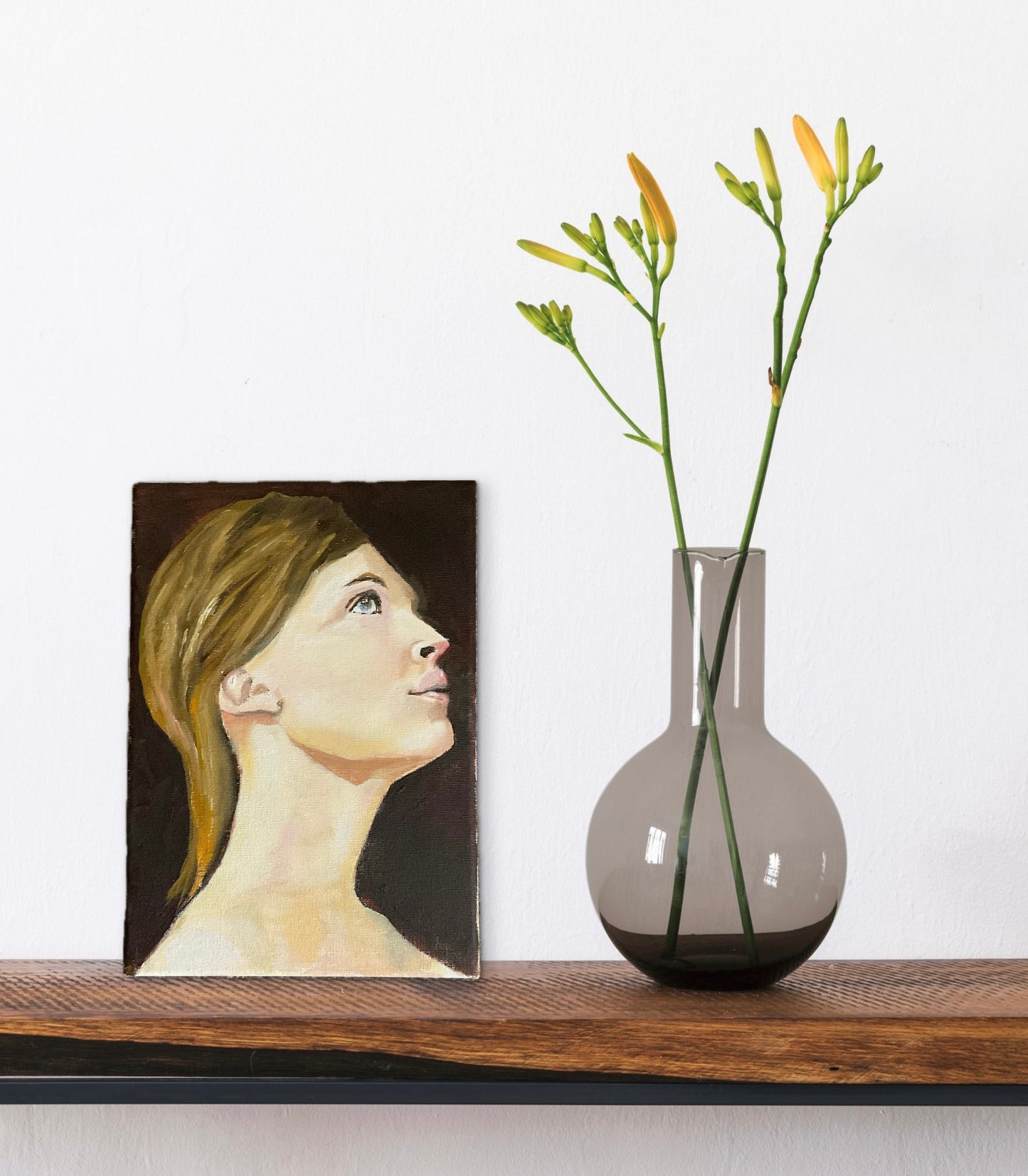 Original Oil Painting: Portrait of a Blonde Lady on Stretched Canvas