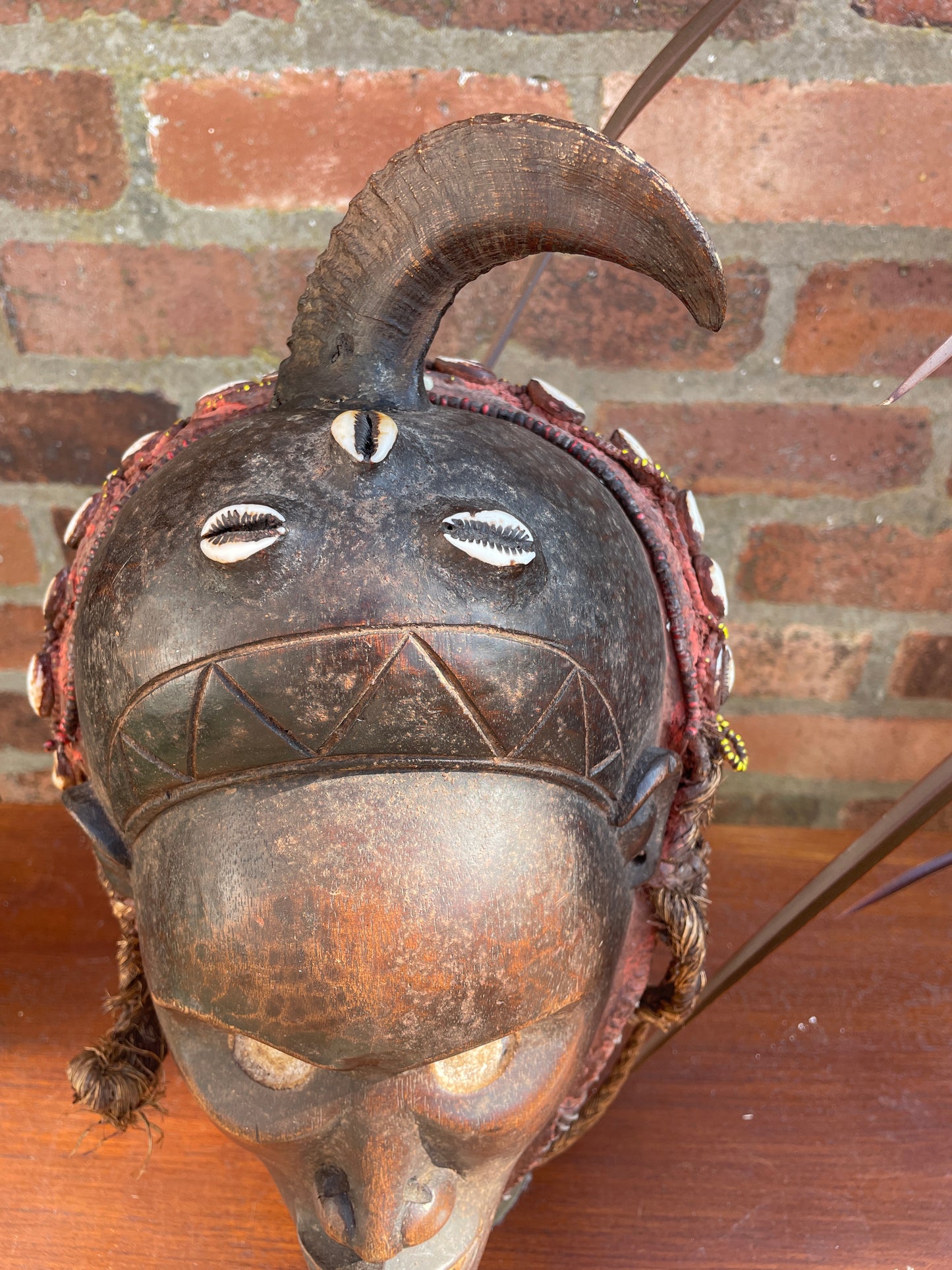 Antique African Tribal Mask Congo Late 19th Early 20th Century . With Beads and Cowries Stunning Piece of Cultural History