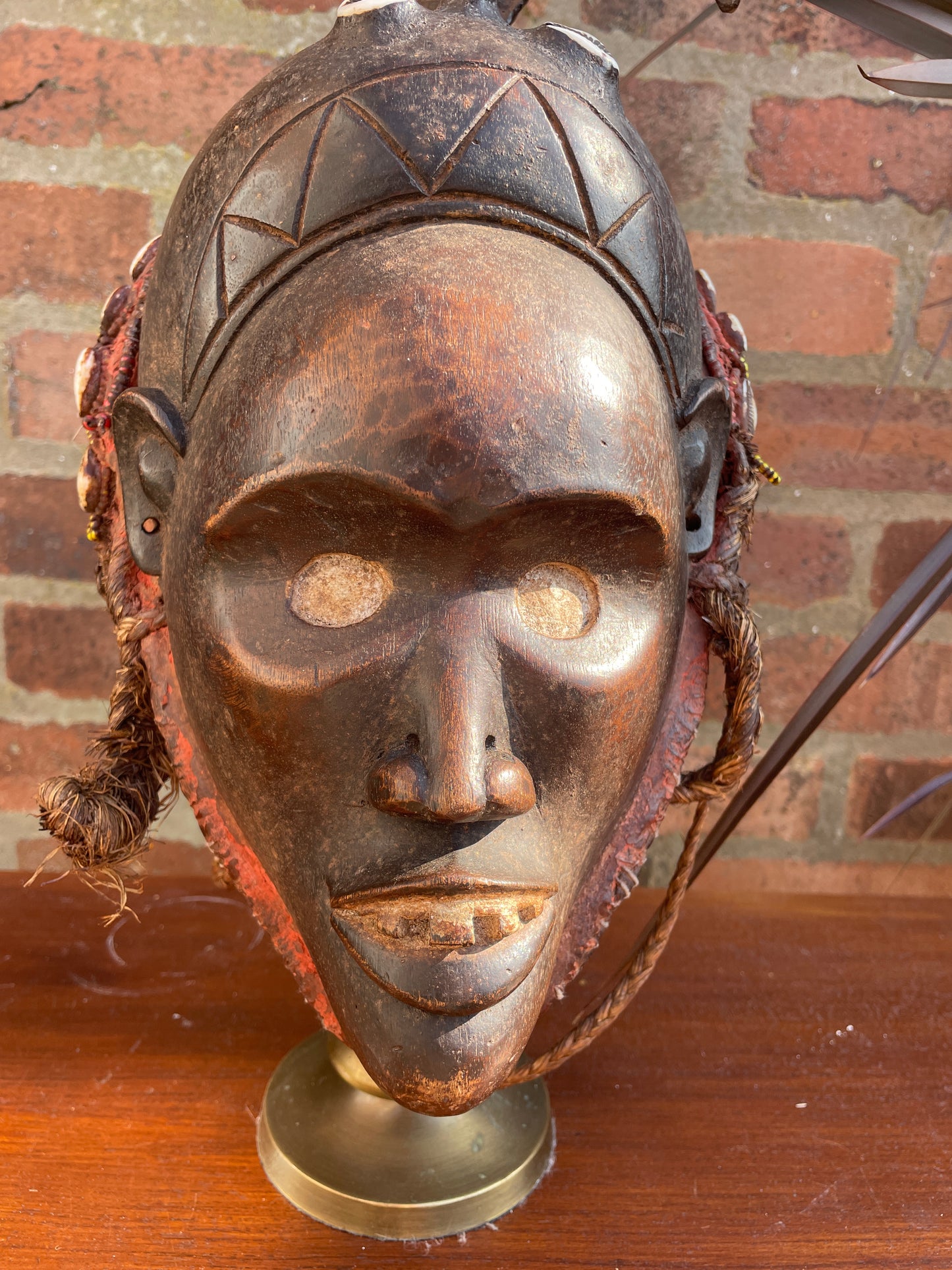 Antique African Tribal Mask Congo Late 19th Early 20th Century . With Beads and Cowries Stunning Piece of Cultural History