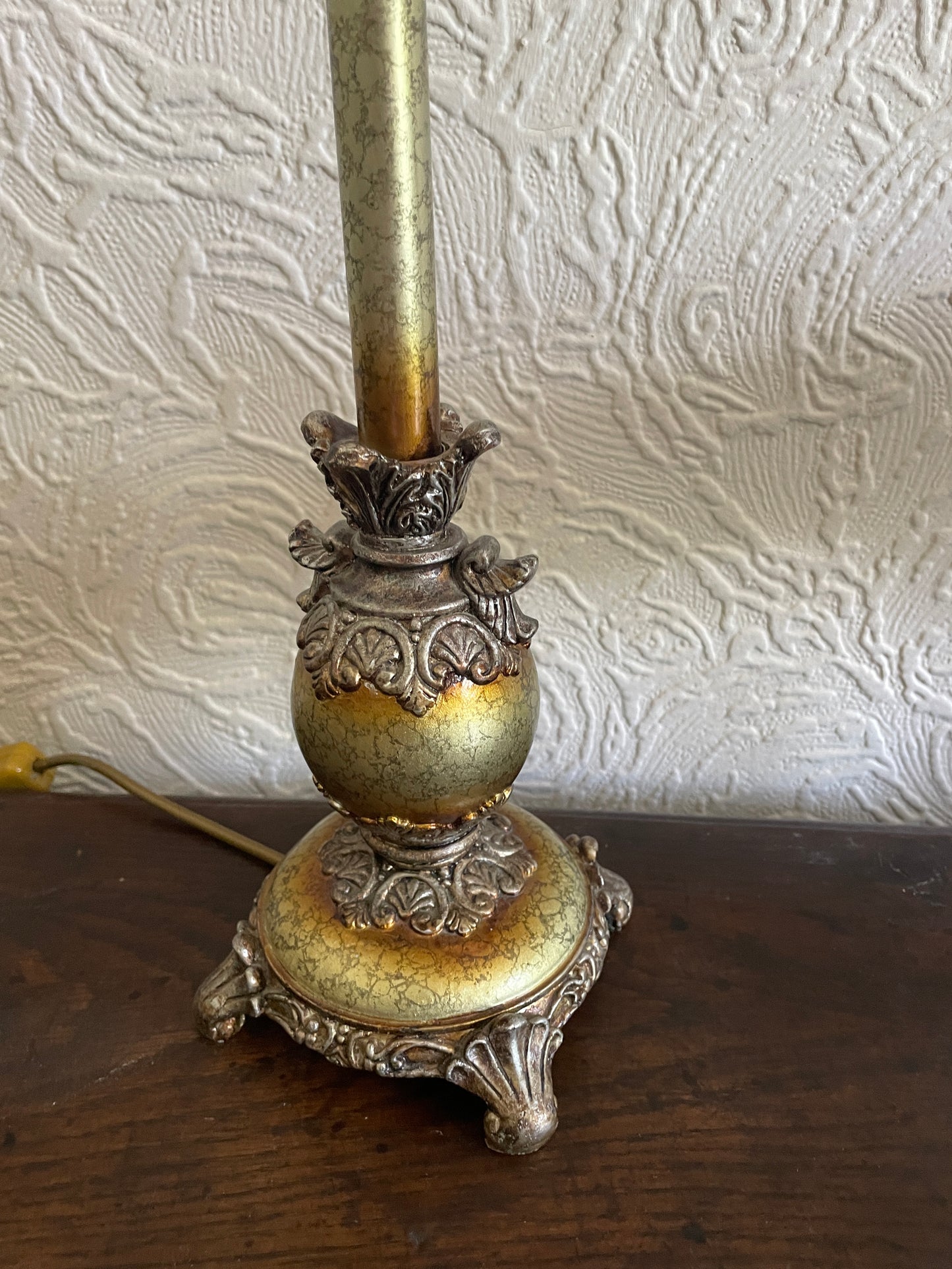 Pair of 19th Century Style Scumbled Effect Tall Table Lamps With Frilled Shades 80cm tall