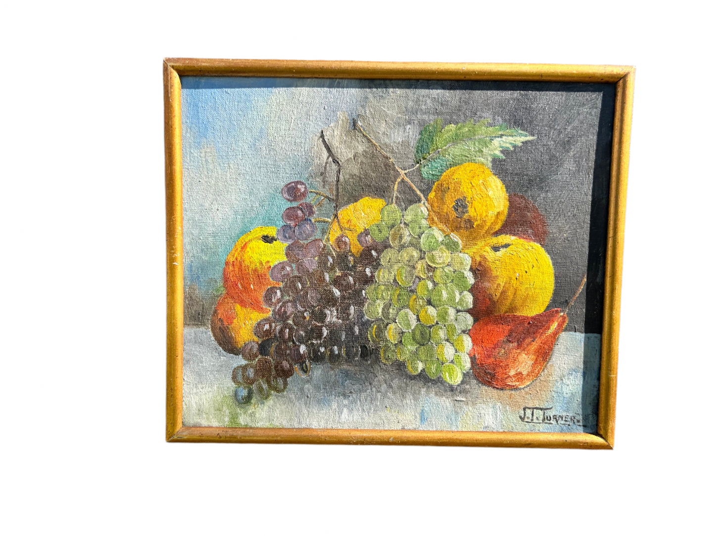 Still Life Oil Painting Of Fruit Signed J.T. Turner Early 20th Century Oil Painting Original Art 12x10 inches