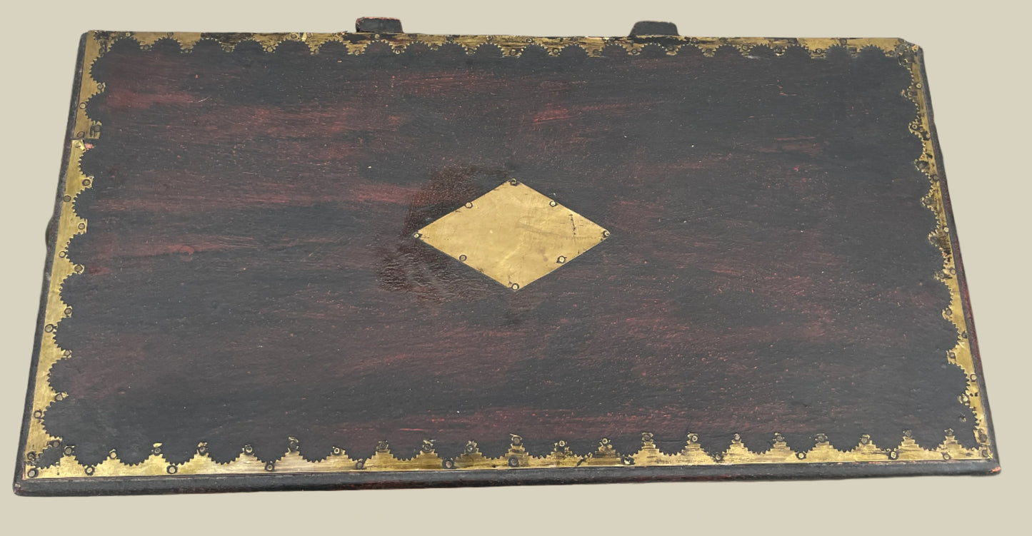 Miniature Chest Of Drawers Indian Vintage Ebonised Drawers With Brass Detailing Stunning Patina