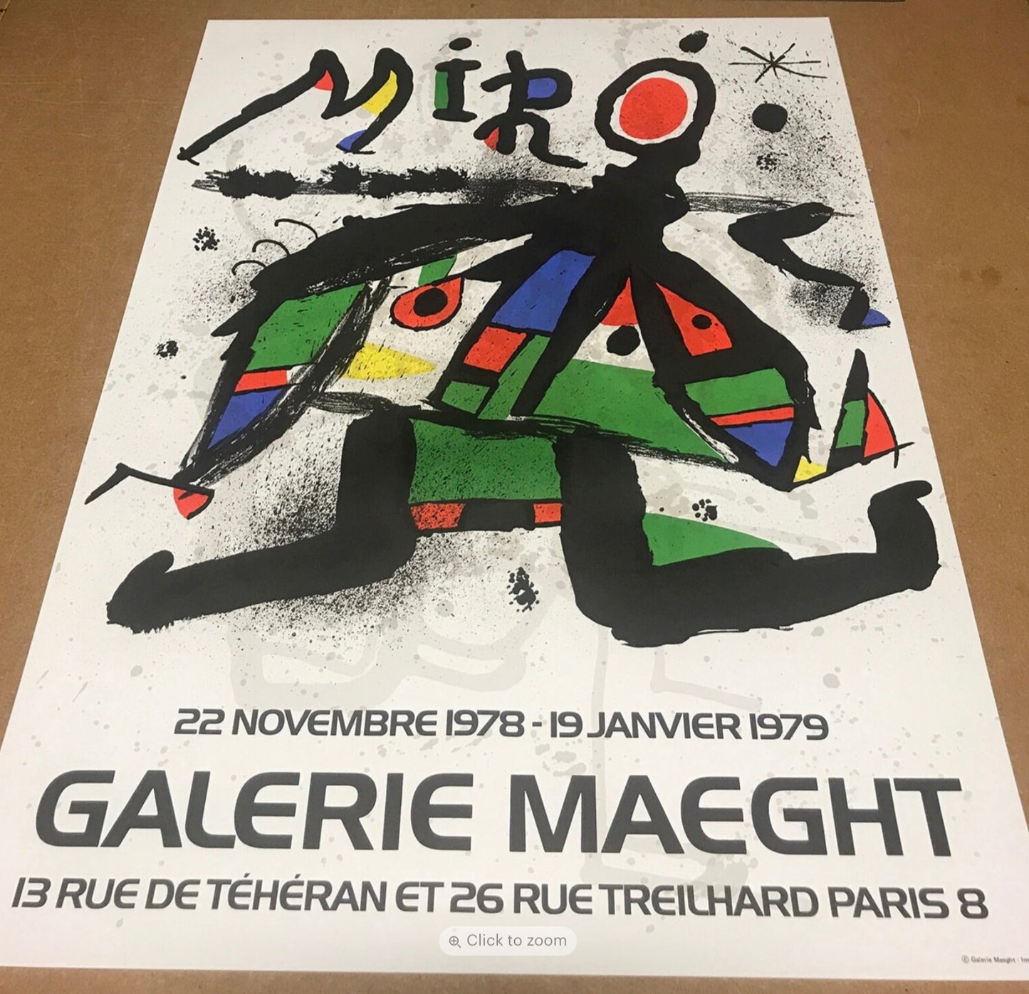 Joan Miro Original Gallery Exhibition Poster 1978 Paris France