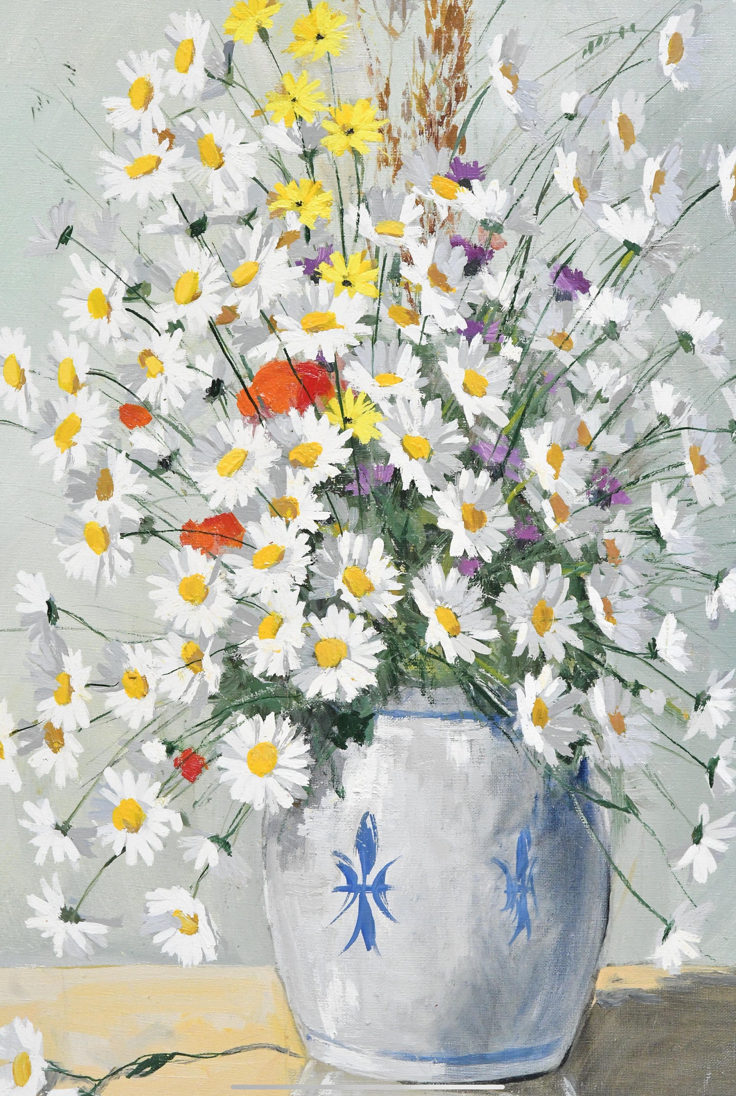 Marcel Georges Hue Original Oil Painting – Signed Floral Still Life – French Impressionist Style Oil on Canvas