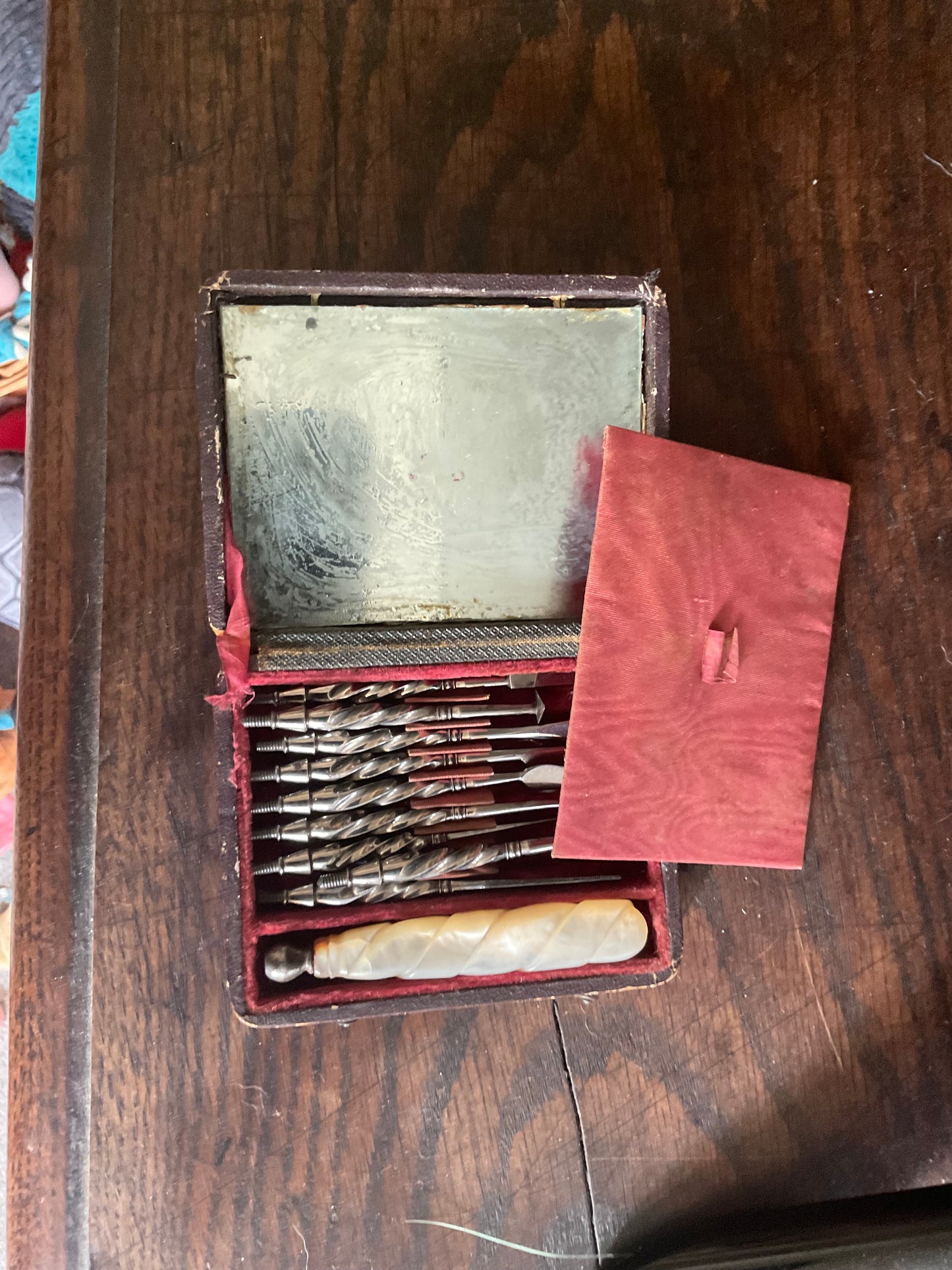 Rare c.1820 Georgian Minor Dental Surgery & Lancet Set | Mother of Pearl Handle | Morocco Leather Case | Antique Medical Instrument Collection