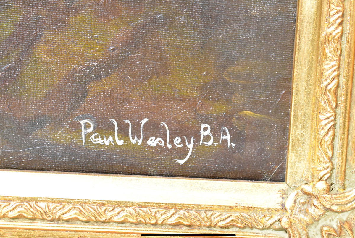 Vintage Oil On Canvas In Heavy Gilt Frame Polish Rider After Rembrandt