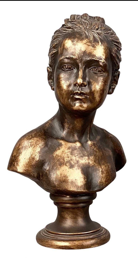 Vintage Gilded Plaster Bust of Louise Brongniart After Jean-Antoine Houdon | French Neoclassical Sculpture | Classical Bust | 44cm