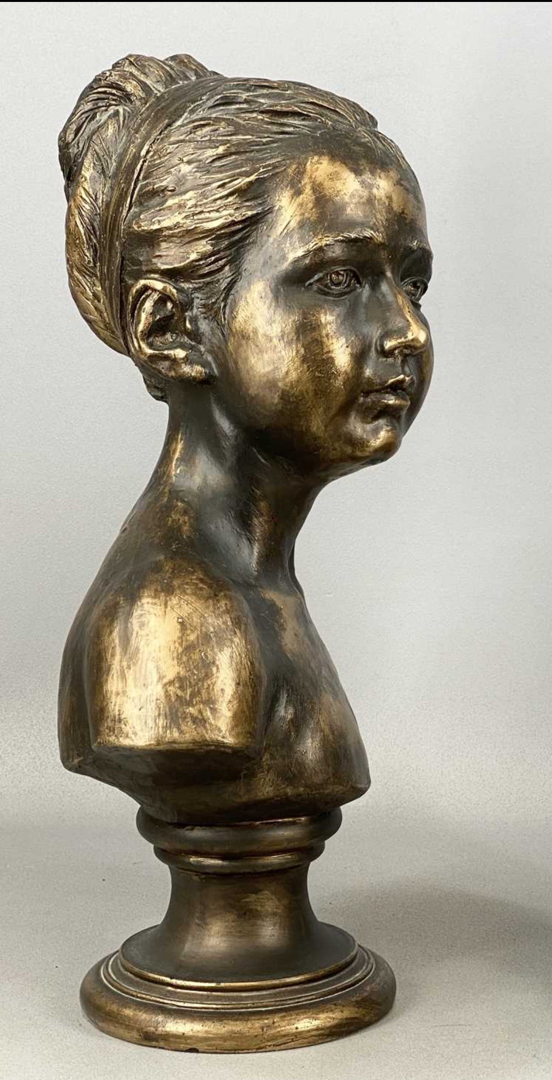 Vintage Gilded Plaster Bust of Louise Brongniart After Jean-Antoine Houdon | French Neoclassical Sculpture | Classical Bust | 44cm