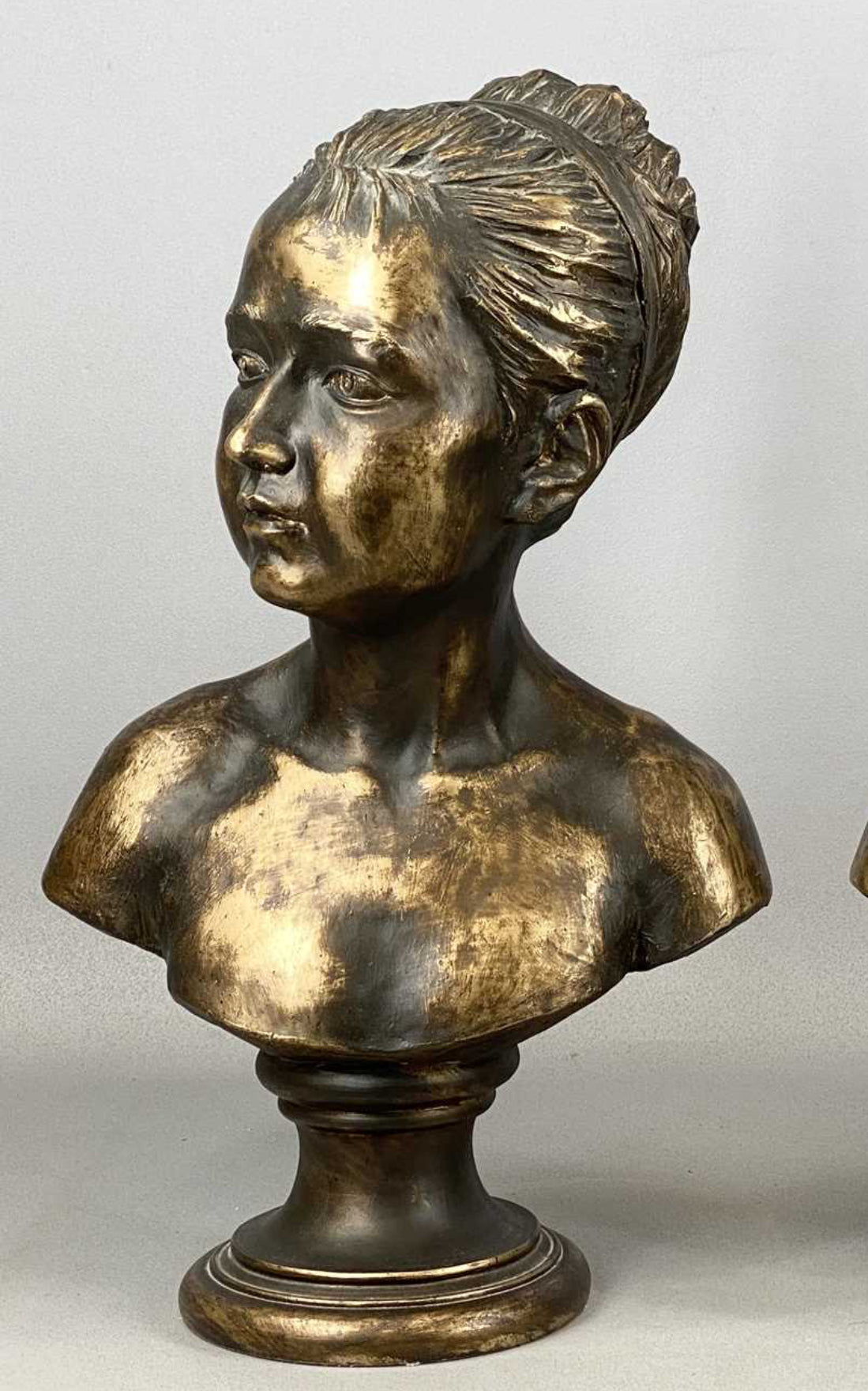 Vintage Gilded Plaster Bust of Louise Brongniart After Jean-Antoine Houdon | French Neoclassical Sculpture | Classical Bust | 44cm