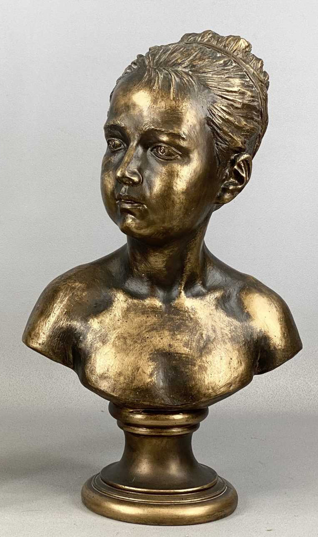 Vintage Gilded Plaster Bust of Louise Brongniart After Jean-Antoine Houdon | French Neoclassical Sculpture | Classical Bust | 44cm