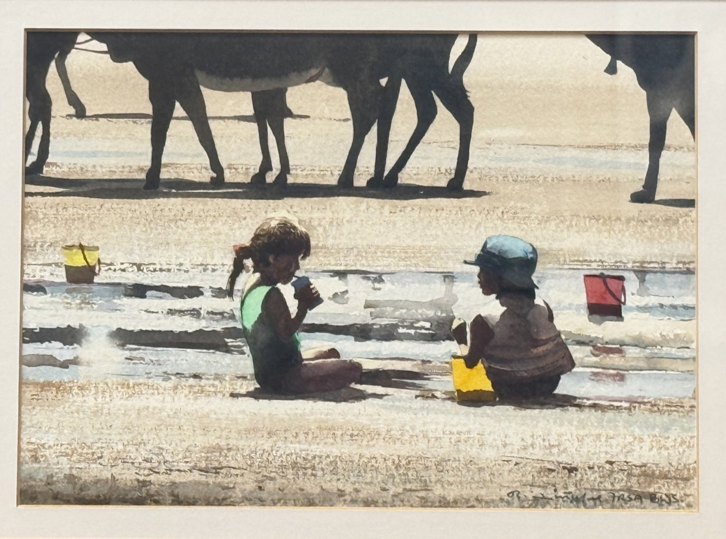 Robert Littleford FRSA RWS 1945-2023 Original Watercolour Beach Scene Framed