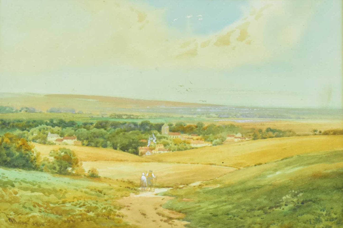Wilfred Knox RBA Watercolour | A Scene from the Cotswolds | Original British Landscape Painting | Vintage English Countryside Art Gilt Frame