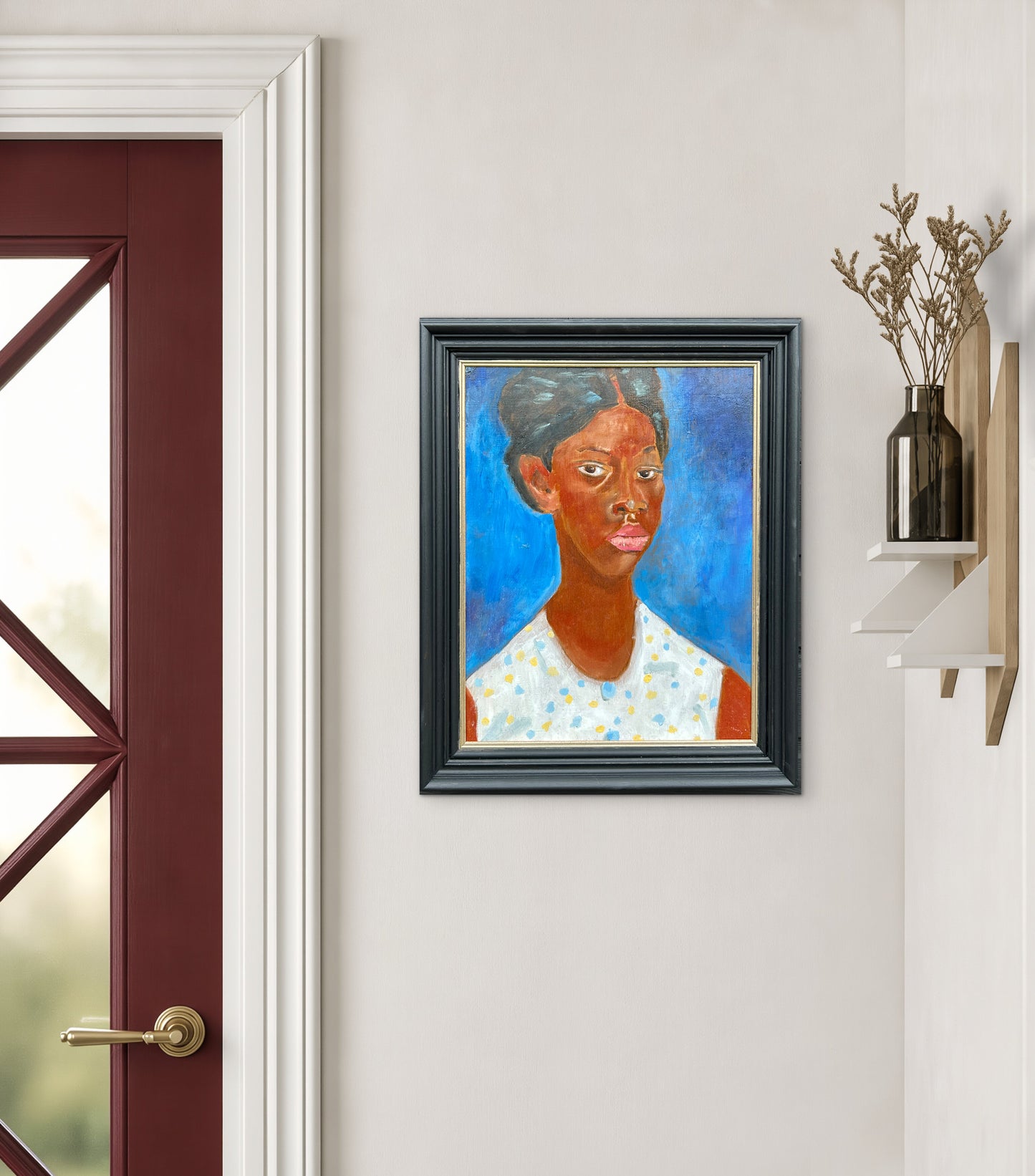 Original Oil Portrait After Augustus John Jamaican Girl Signed John Vintage Modernist Painting