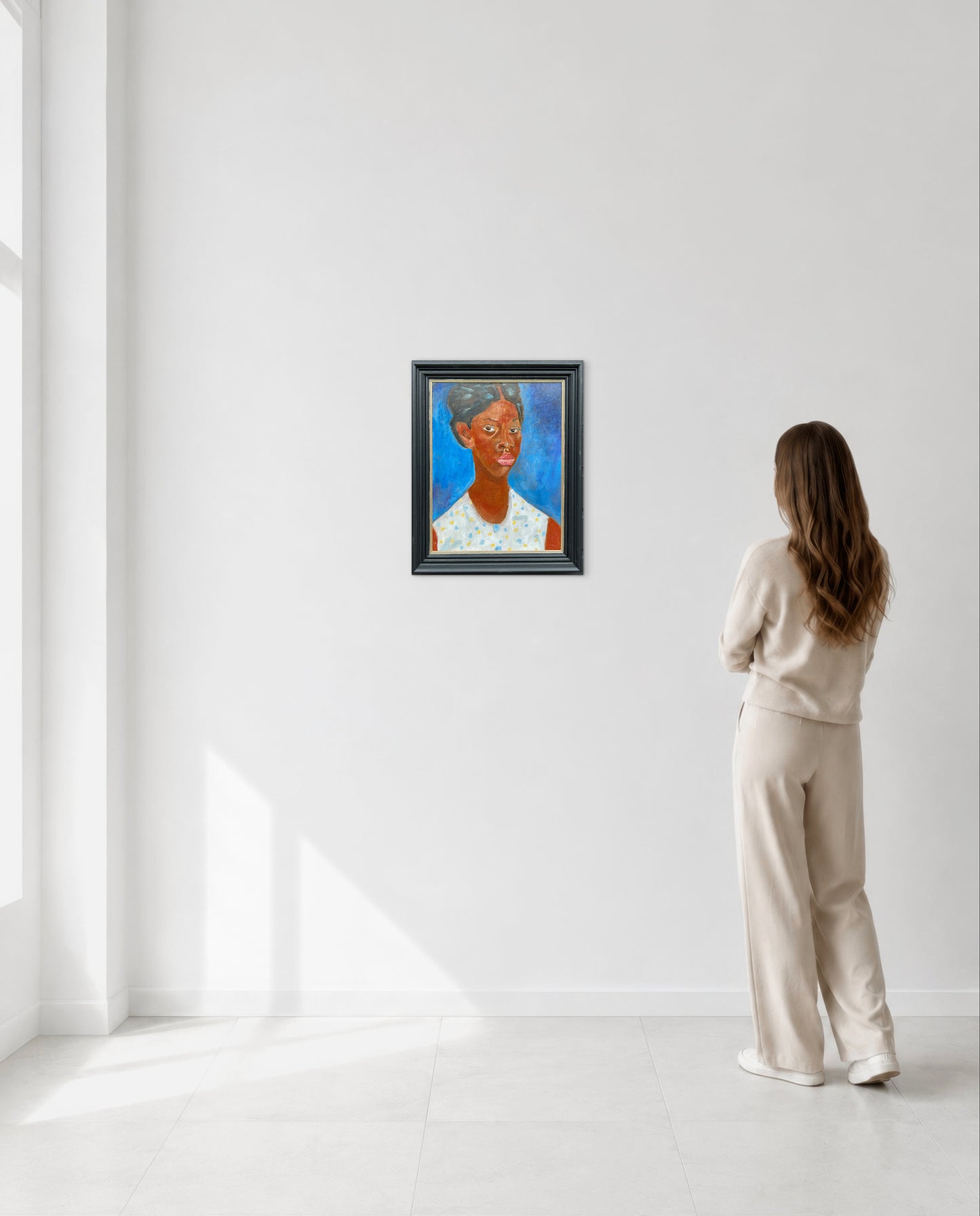 Original Oil Portrait After Augustus John Jamaican Girl Signed John Vintage Modernist Painting