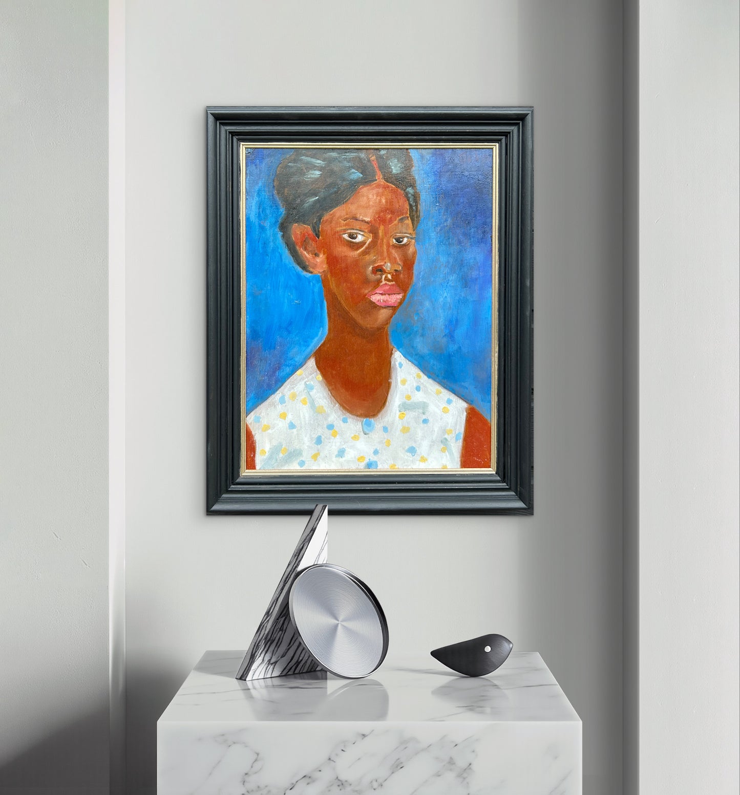 Original Oil Portrait After Augustus John Jamaican Girl Signed John Vintage Modernist Painting
