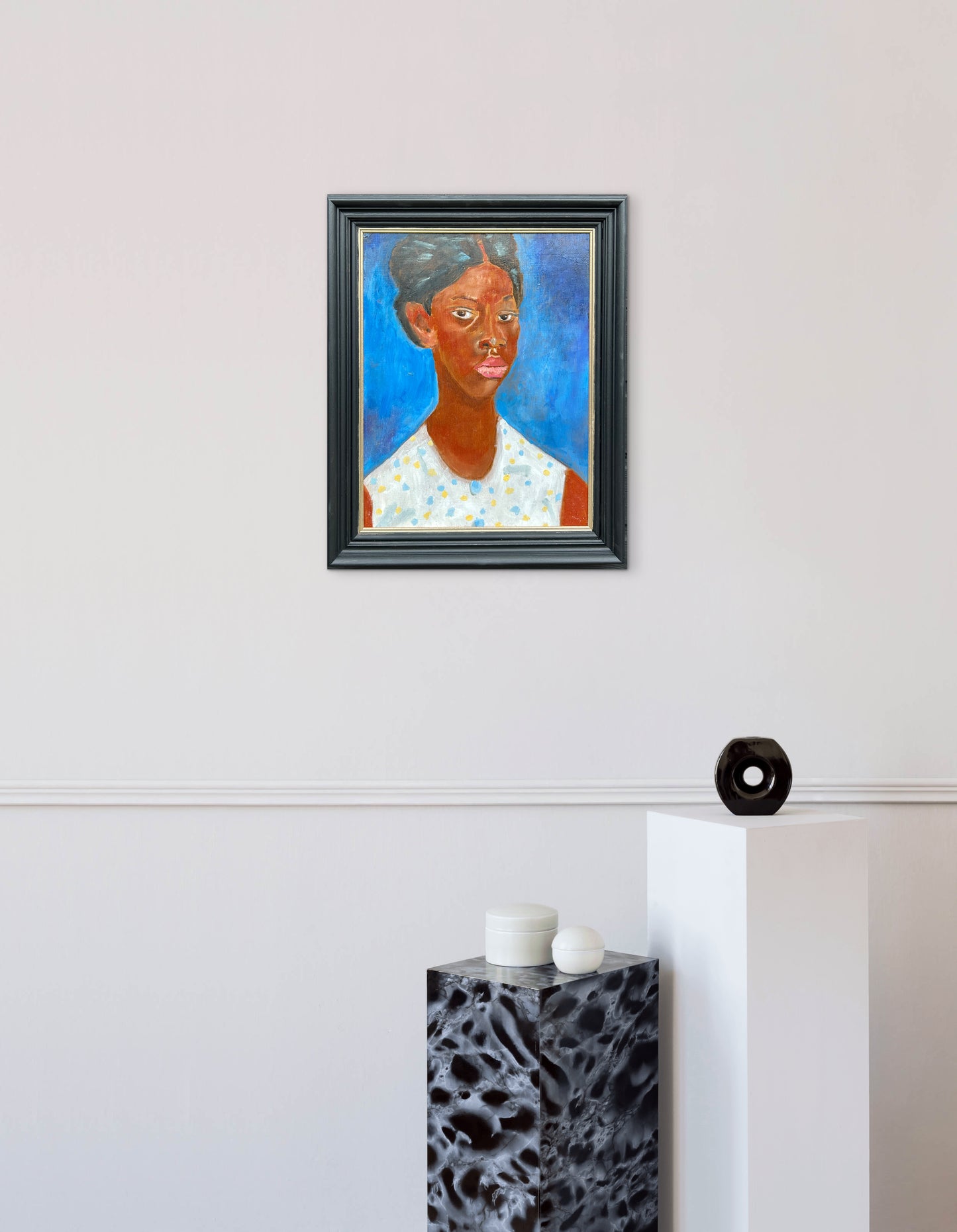 Original Oil Portrait After Augustus John Jamaican Girl Signed John Vintage Modernist Painting