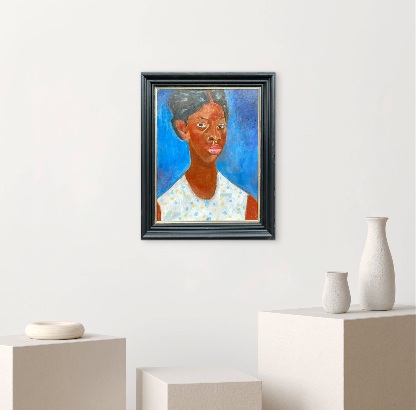 Original Oil Portrait After Augustus John Jamaican Girl Signed John Vintage Modernist Painting
