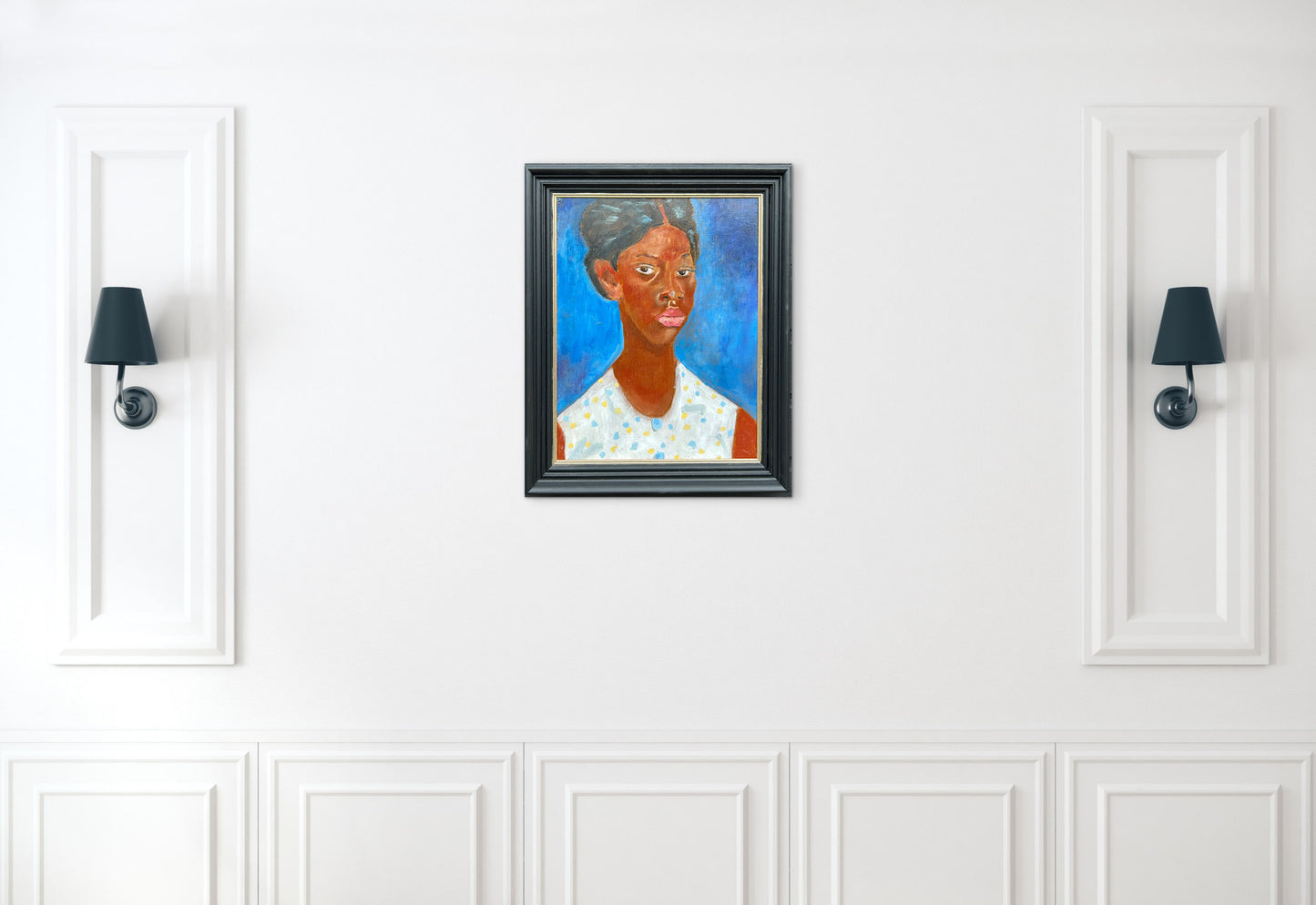 Original Oil Portrait After Augustus John Jamaican Girl Signed John Vintage Modernist Painting