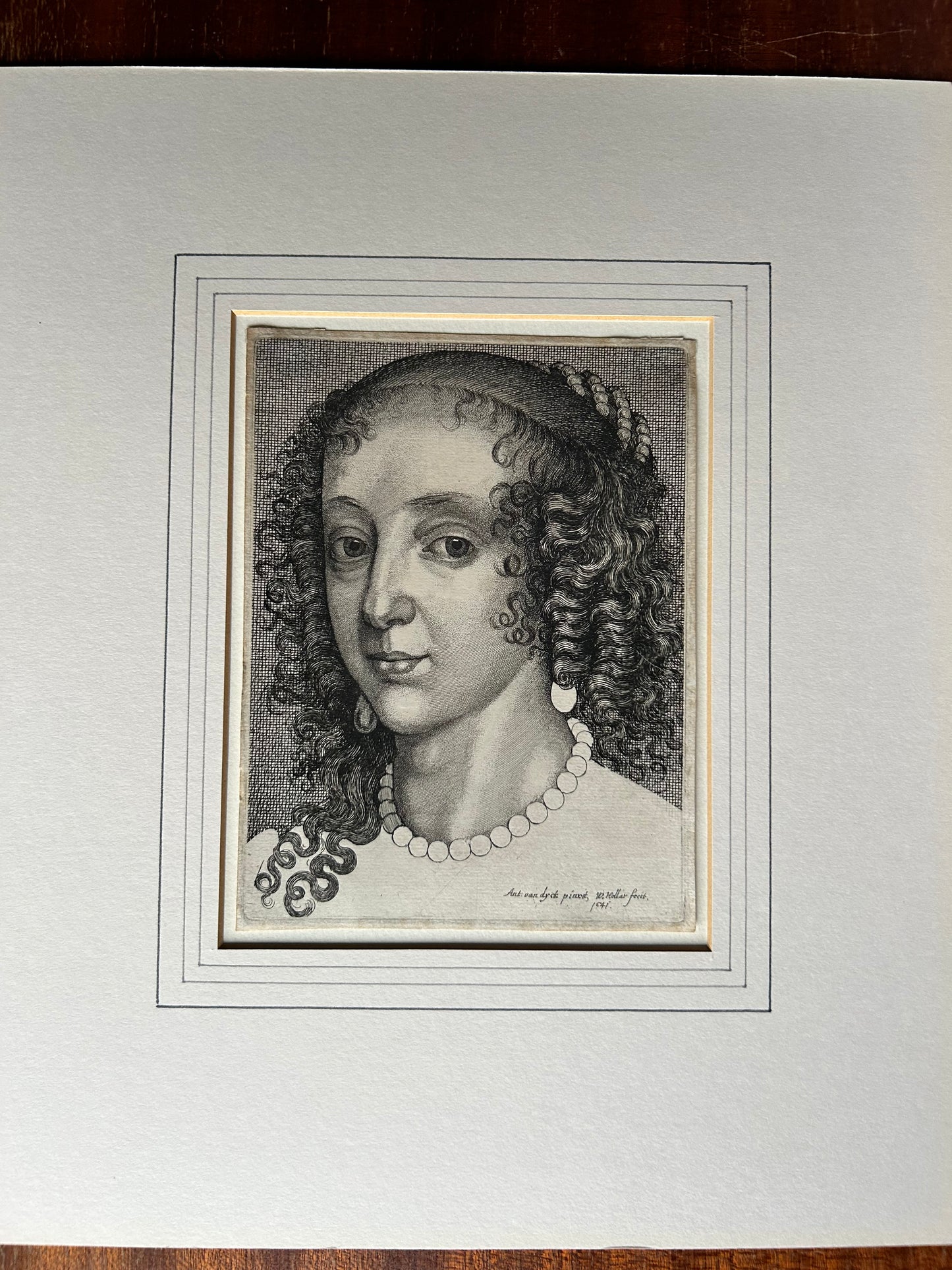 Wenceslaus Hollar 1607-1677 Original Etching of Queen Henrietta Maria Inscribed and dated 1641 Very Rare Etching With Provenance