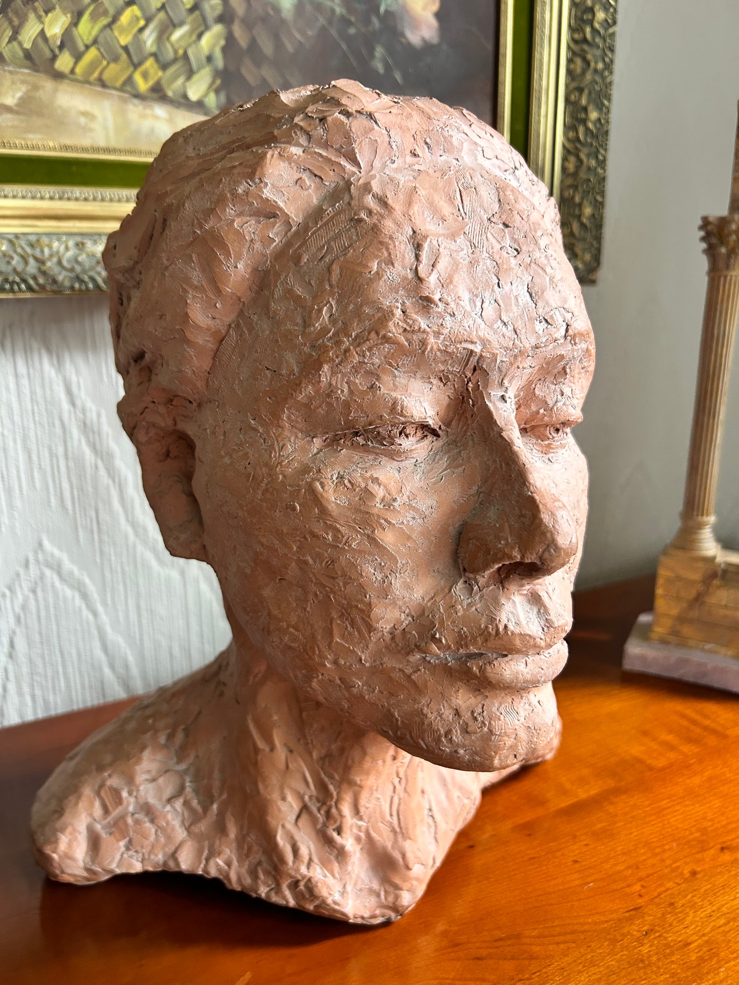 Sculpture Bust Of A Woman Unique One Of A Kind Terracotta Portrait Bust Of An Unknown Woman. Beautiful unique decorative figure